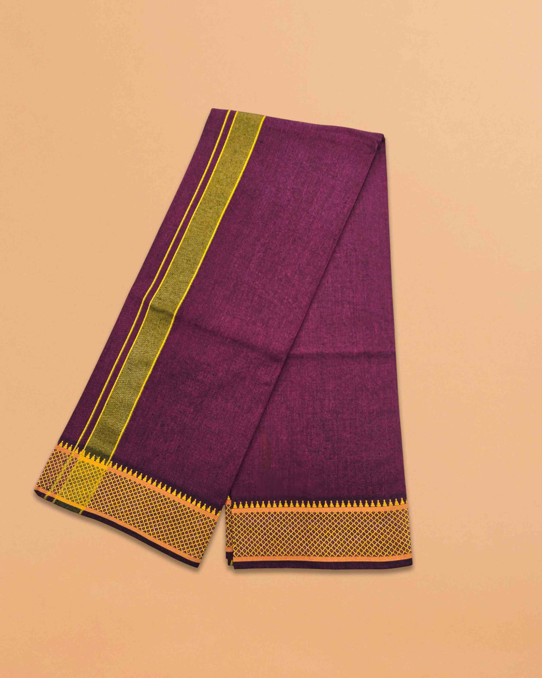 Cotton Color Dhotis for Men | Devotional or Temple Wear Dhoti | Mundu for Men | Padayappa Border Dhoti for Puja, Festivals, Religious and Casual Home Wear - wine