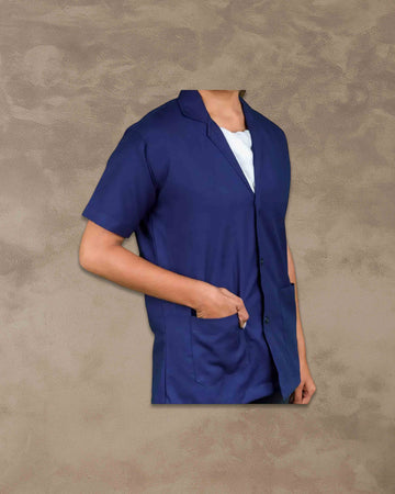 Casual Style Lab Coat For Chemistry Lab & Medical Students | Half Sleeves Lab Coat for All Professional Diagnostics, Technicians, Laboratory - Navy Blue