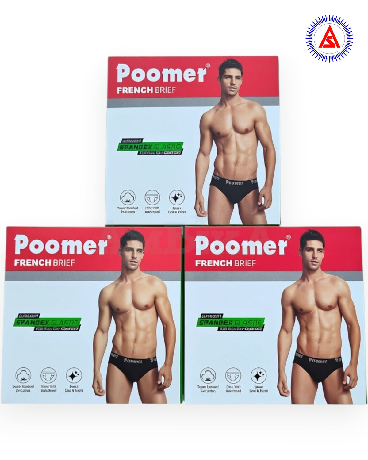 Three Poomer Franco OE brief retail packs