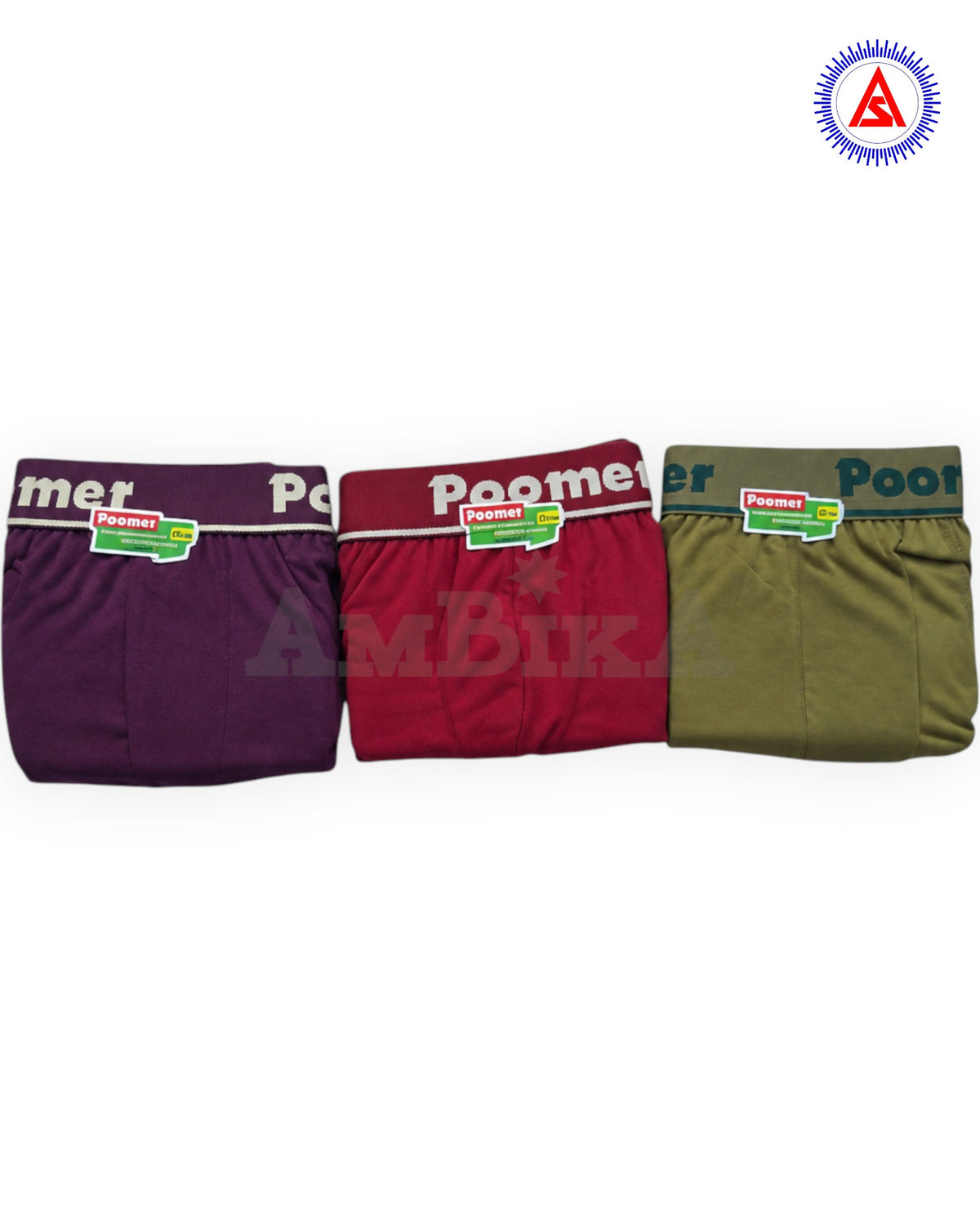 Folded Poomer Franco OE briefs in assorted colours