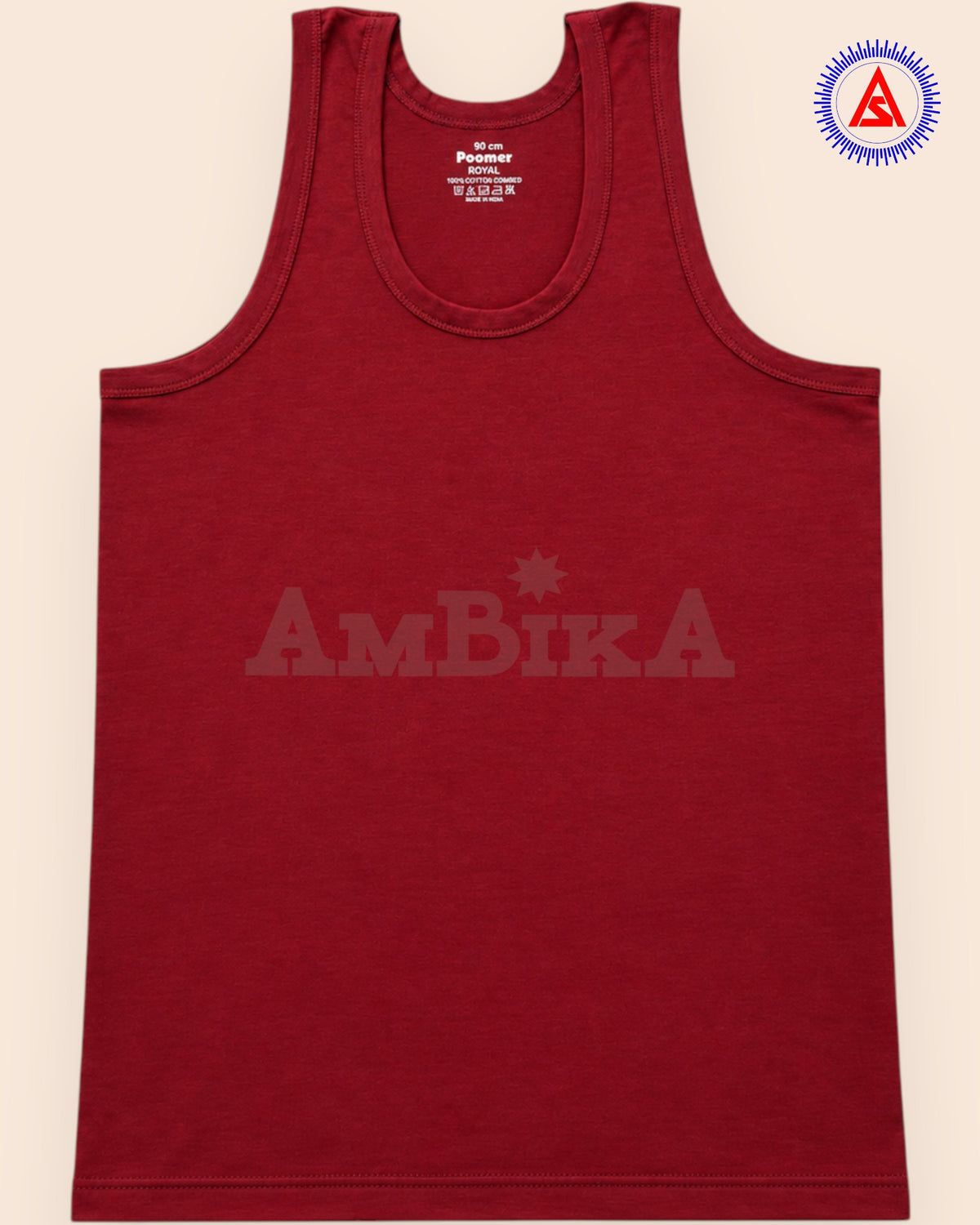 Maroon Poomer Royal sleeveless cotton vest front view
