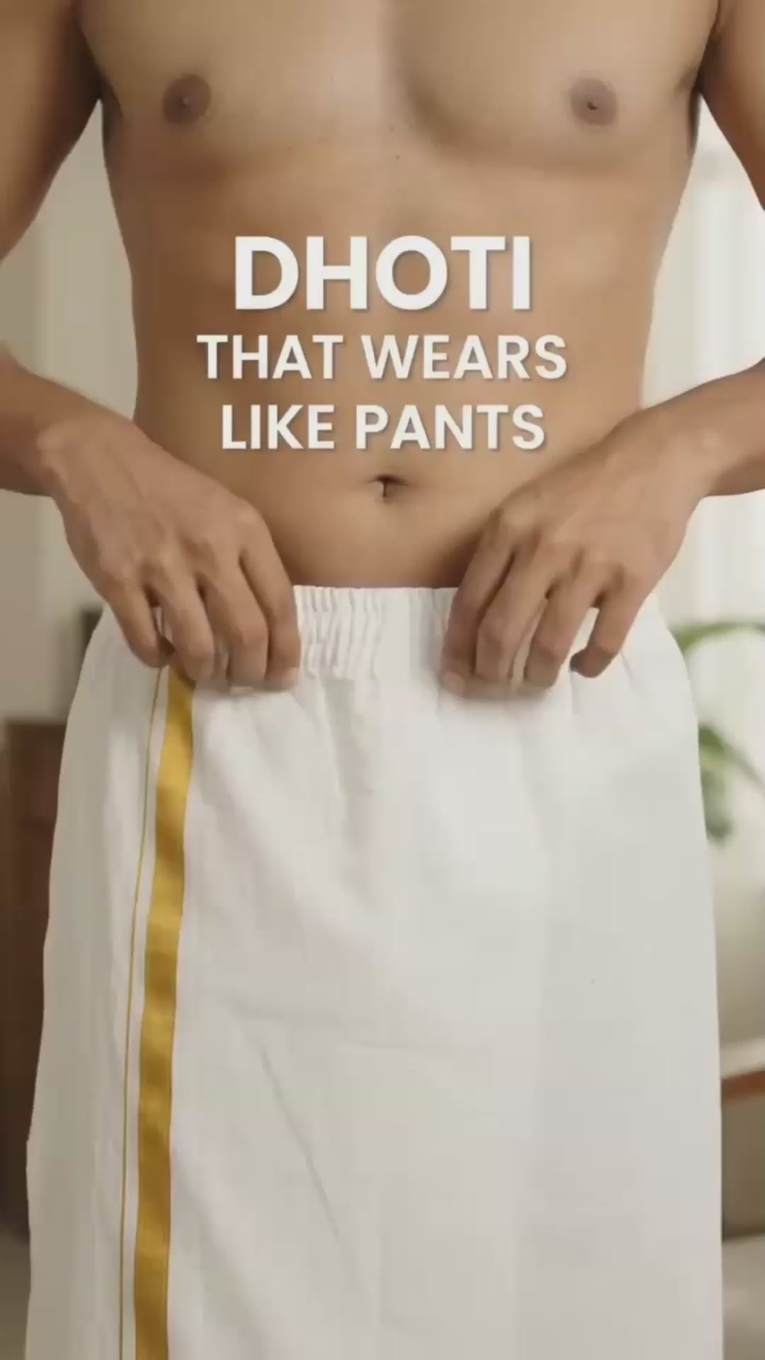 Insta Dhoti for Men – Ready-to-Wear White Dhoti with Gold Border
