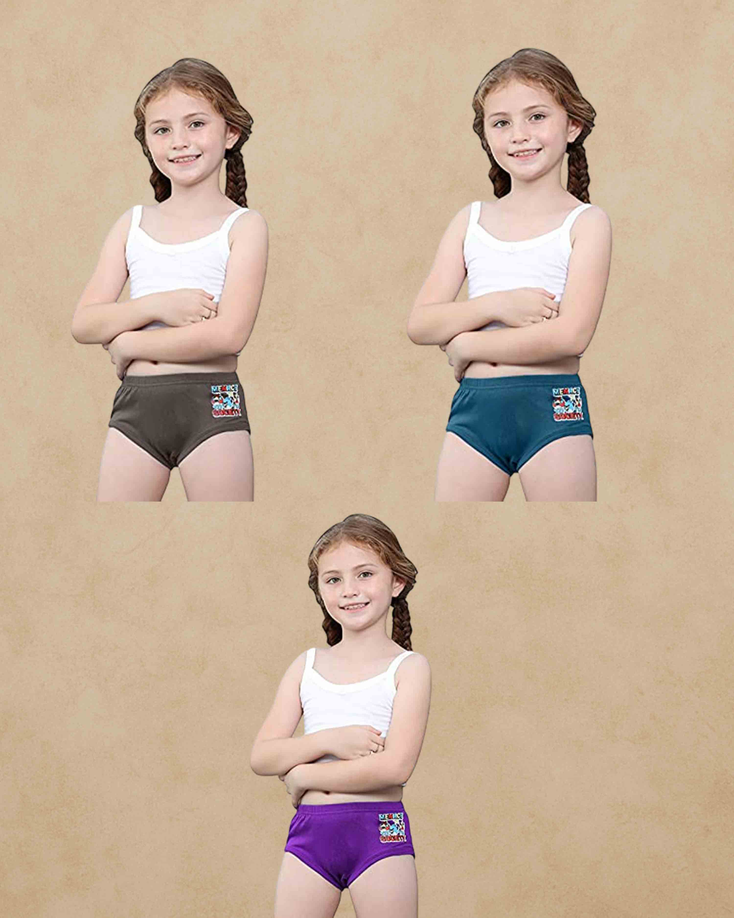 Girls Inner Elastic IE Brief Jetty  Colour May Vary - Pack