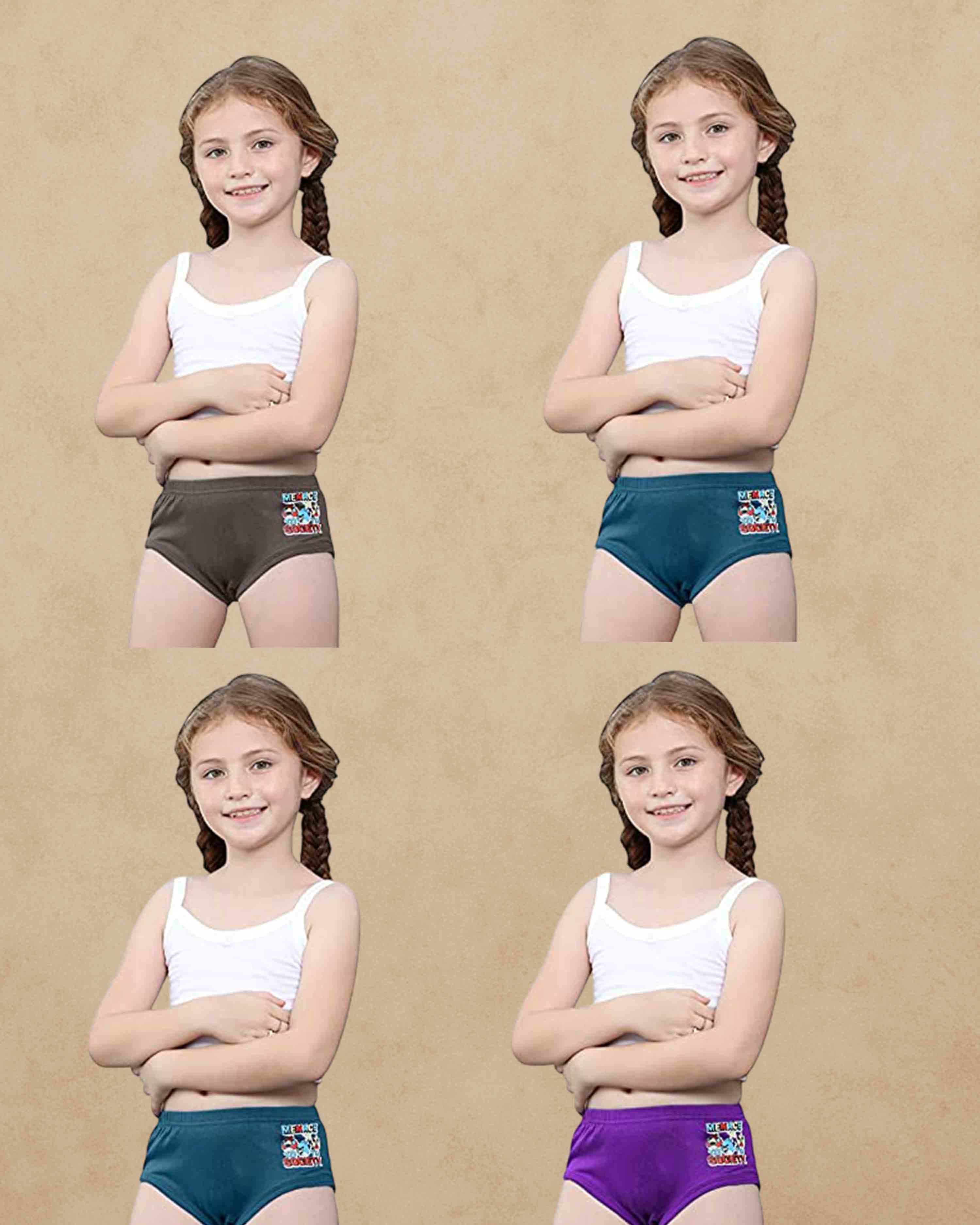 Girls Inner Elastic IE Brief Jetty  Colour May Vary - Pack