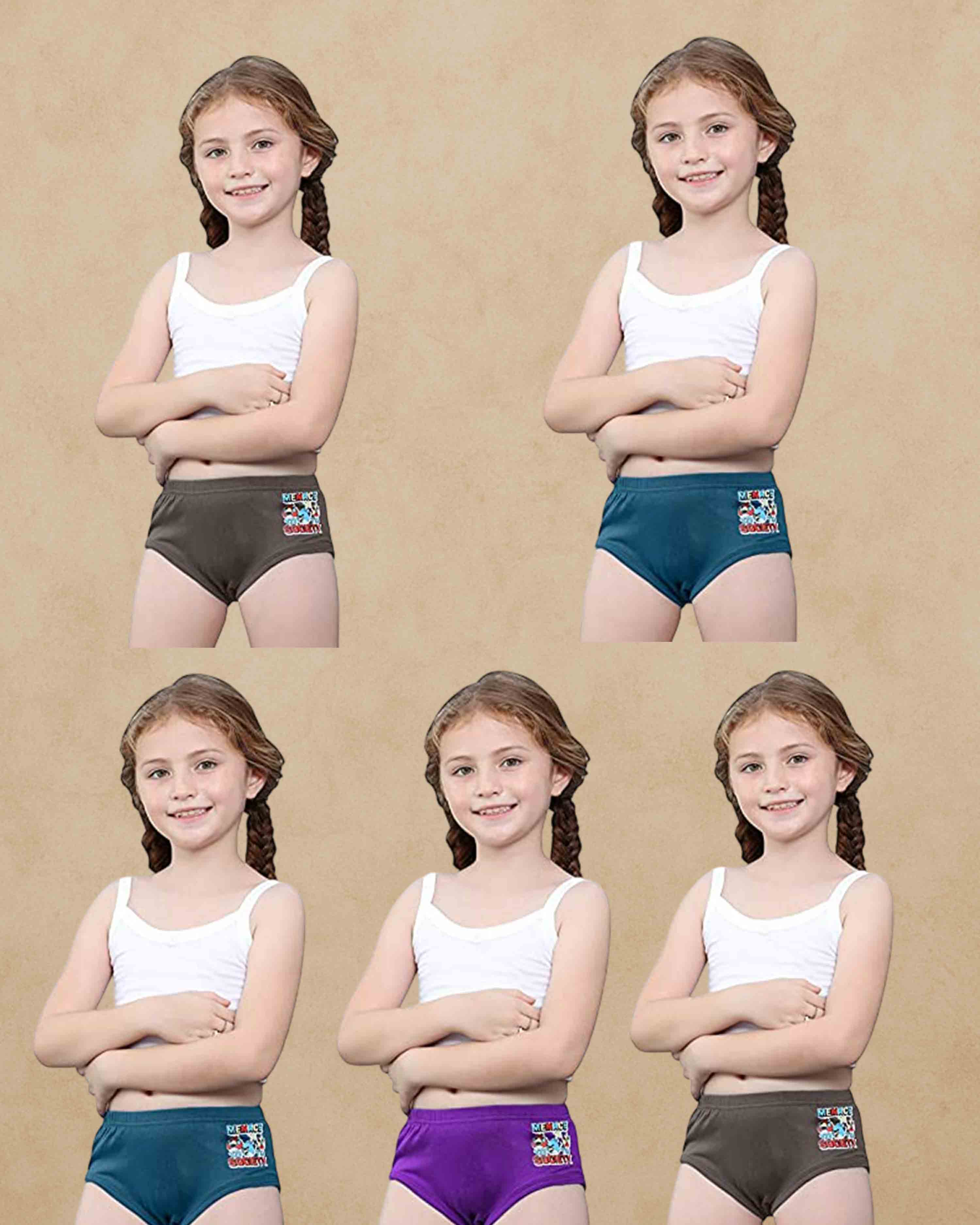 Girls Inner Elastic IE Brief Jetty  Colour May Vary - Pack