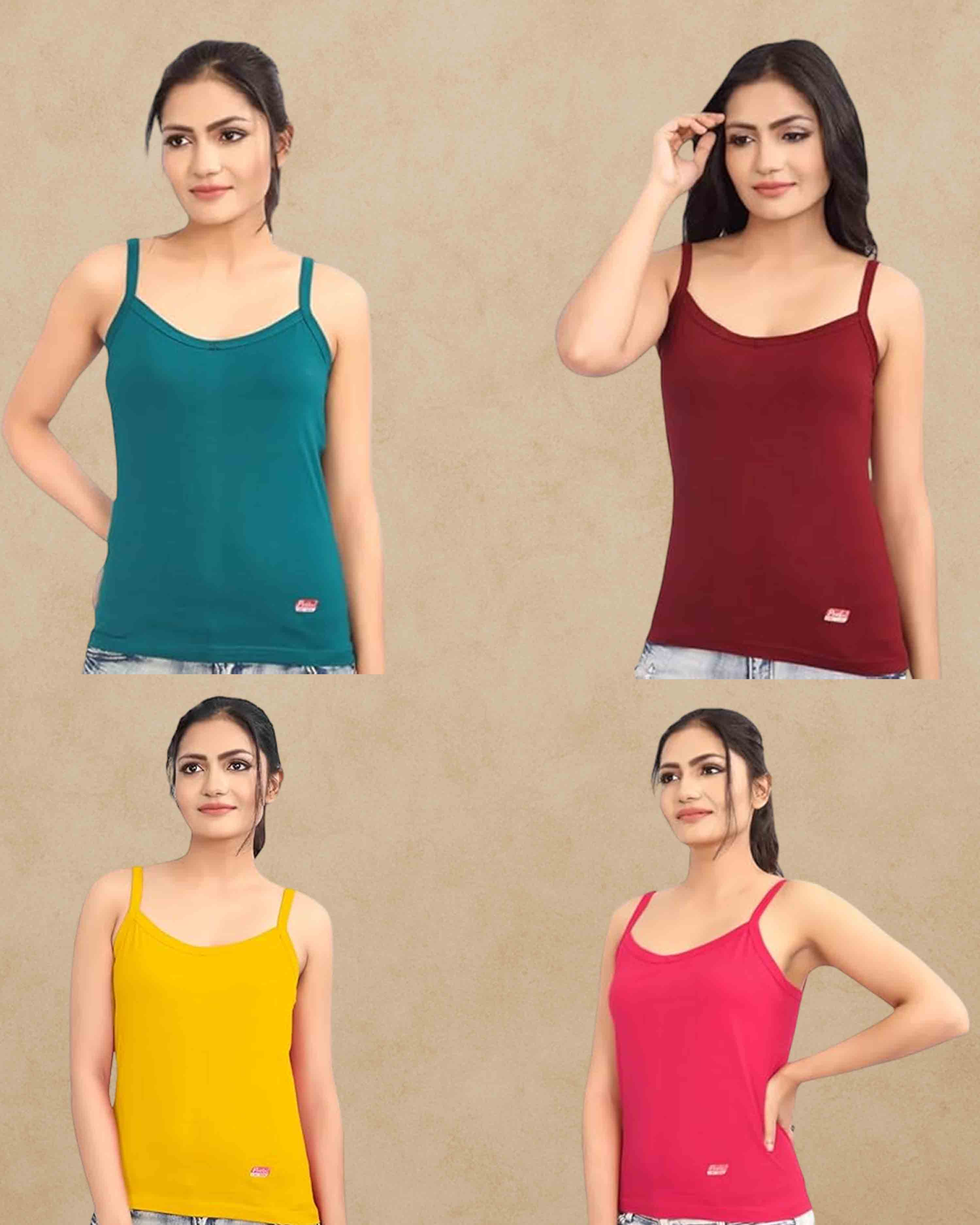 Prithvi® Rose Slip for Girls & Women's/Camisole - Pack of 5# Multicolour # Premium Wear # Colour May Vary #