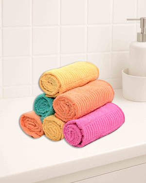 Cotton Hand Towel for Kitchen Wash Basin Pack of 2 Multicolor | Face Towels for Men & Women | Napkins Towels for Gym Workout Sport Travel