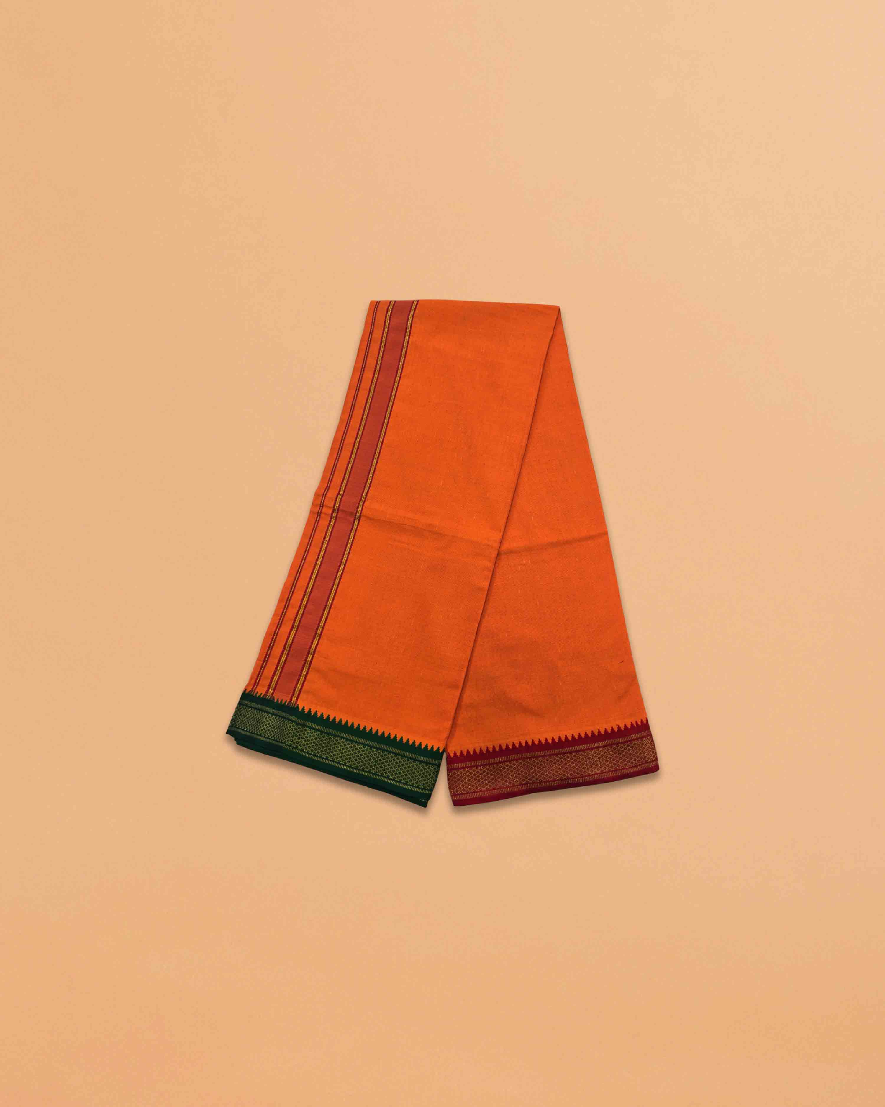 Men's Cotton Dhoti and Angavastram Set (COLOR, Size:Length:73 inch X 185 cm, Width:47inhc X 120 cm) (1 Dhoti + 1 Angavastram) Pack of 2 Piece