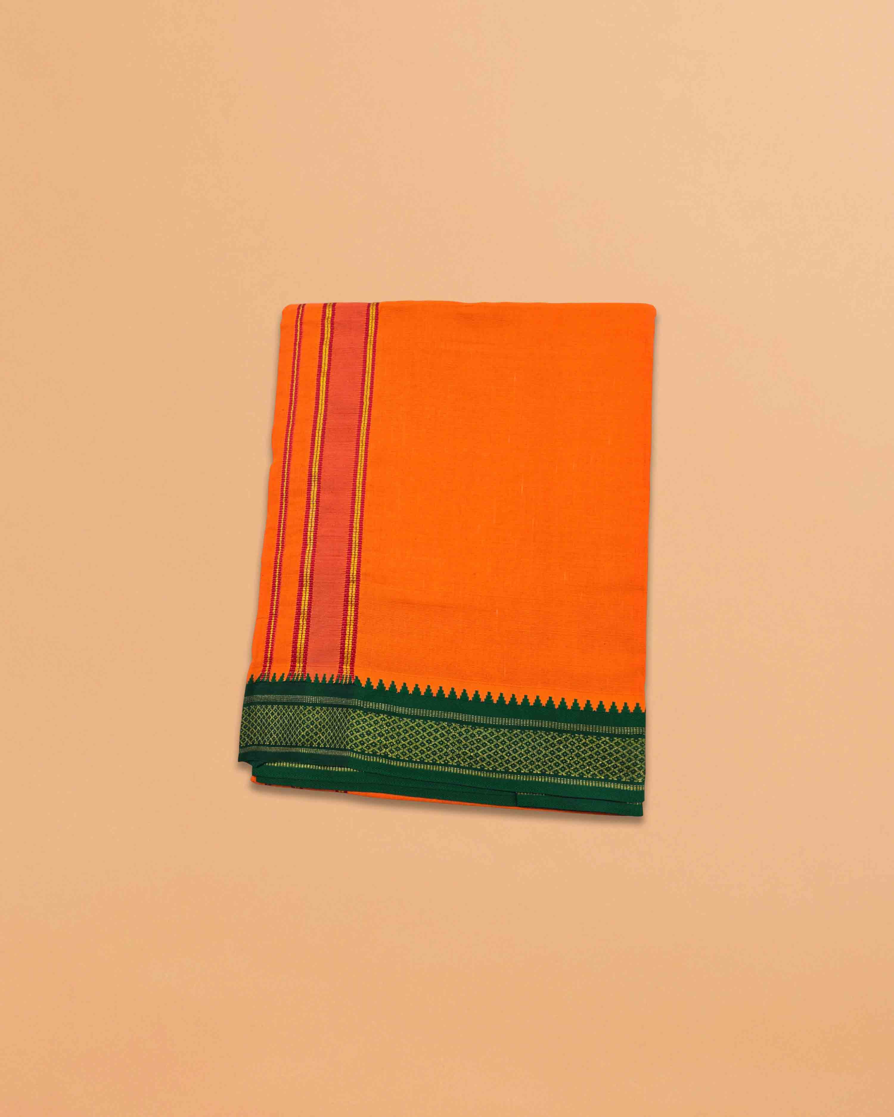 Men's Cotton Dhoti and Angavastram Set (COLOR, Size:Length:73 inch X 185 cm, Width:47inhc X 120 cm) (1 Dhoti + 1 Angavastram) Pack of 2 Piece