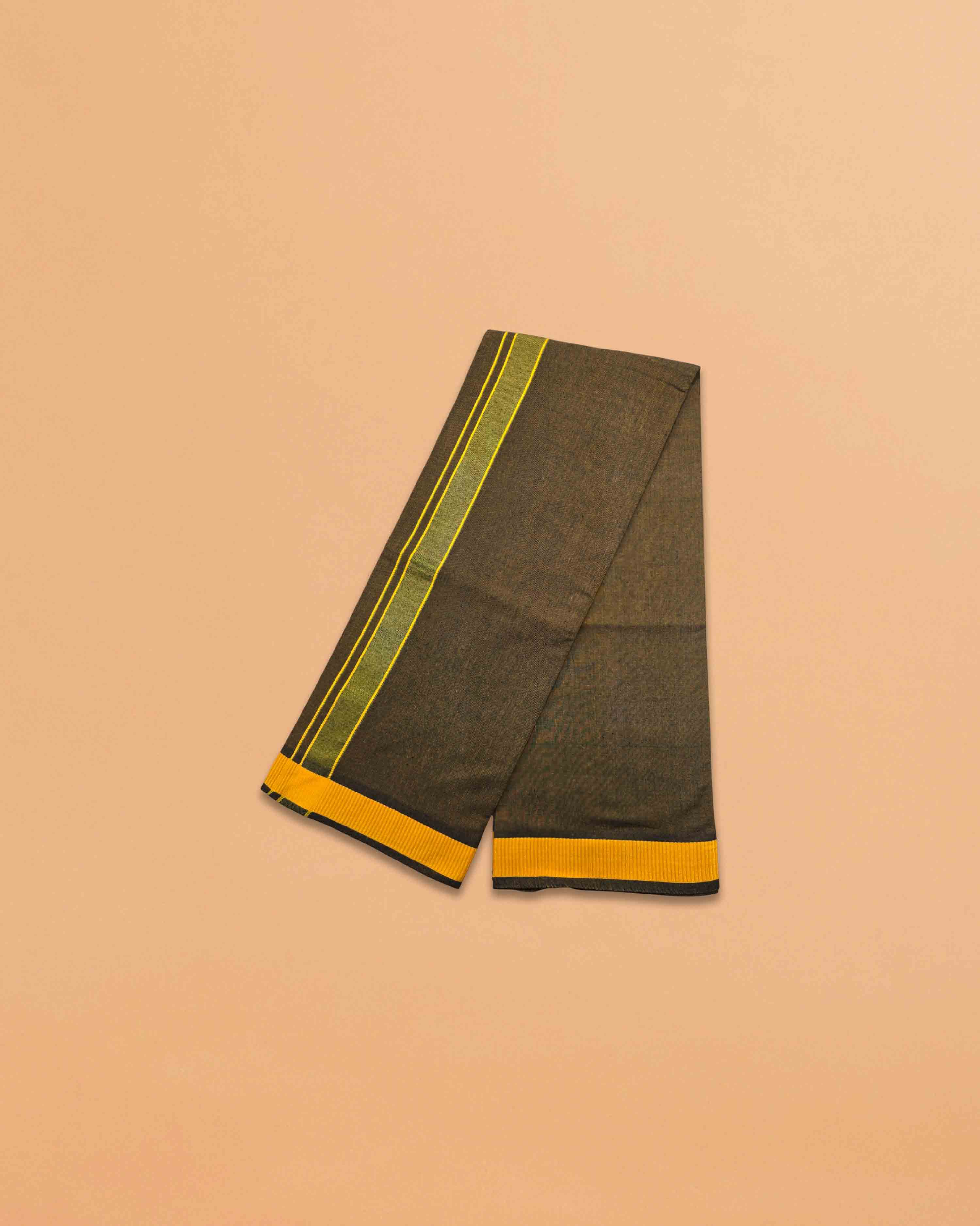 Men's Pure Cotton Colorful Dhotis with Gold Border - Size 2 MTR Single Dhoti- 4 Muzham | Dhoti for Puja, Festivals, Religious and Casual Home Wear - Pack 1 & 5