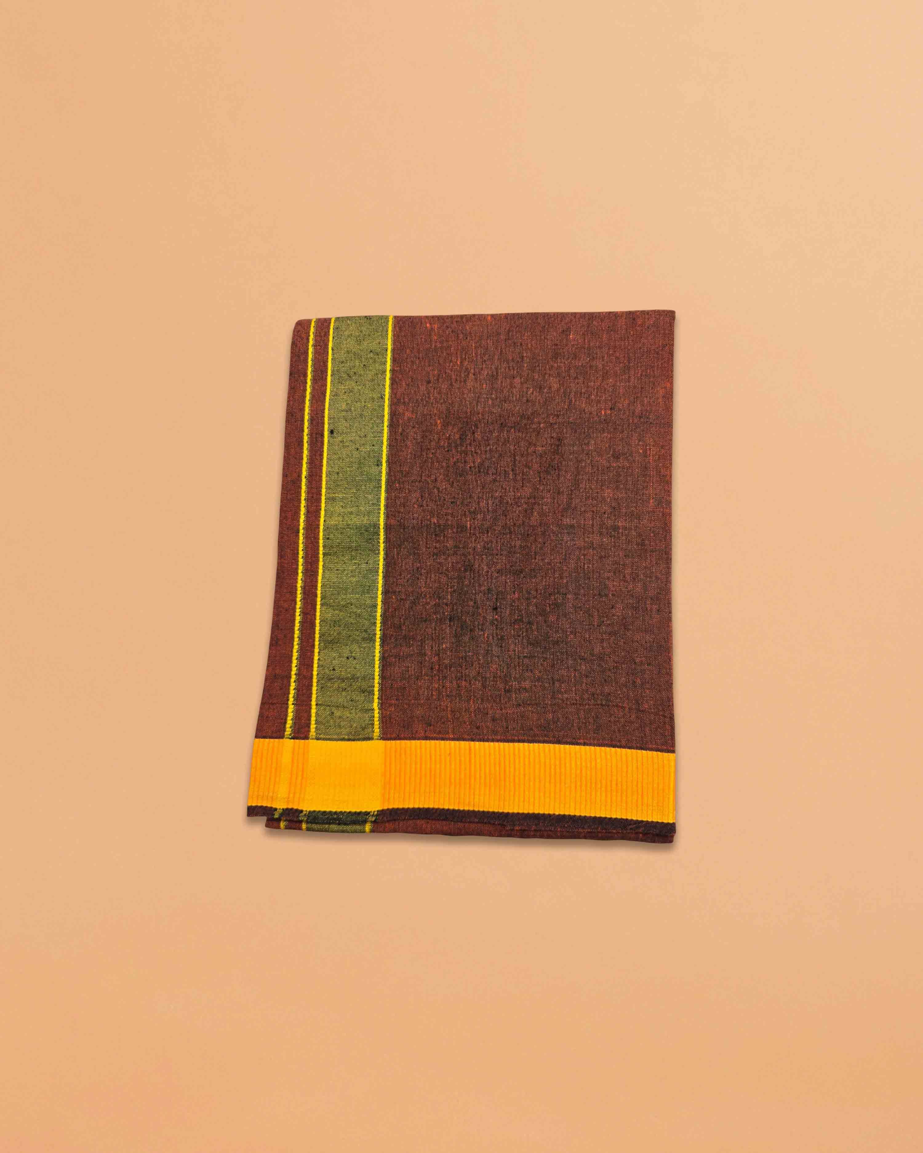 Men's Pure Cotton Colorful Dhotis with Gold Border - Size 2 MTR Single Dhoti- 4 Muzham | Dhoti for Puja, Festivals, Religious and Casual Home Wear - Pack 1 & 5