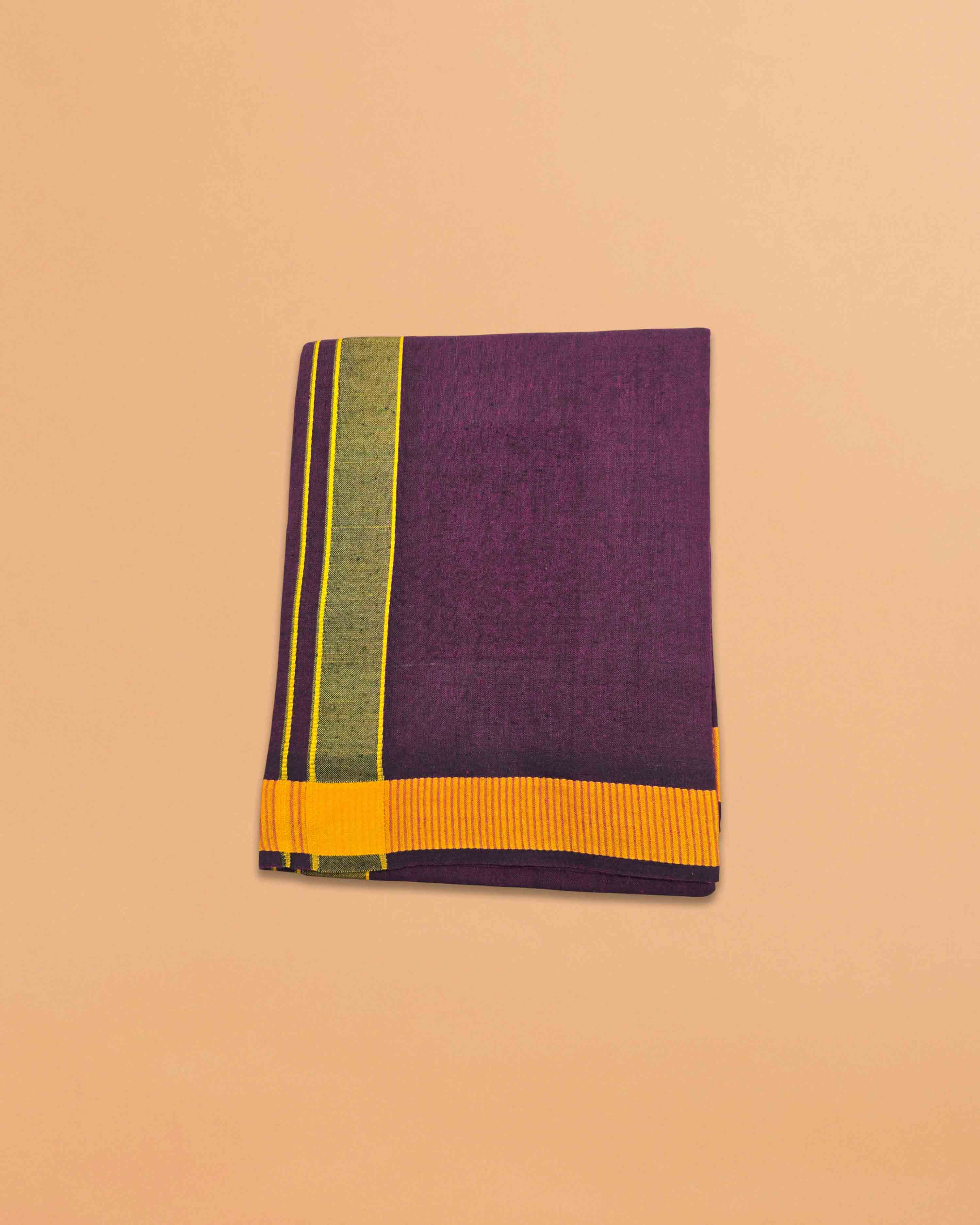 Men's Pure Cotton Colorful Dhotis with Gold Border - Size 2 MTR Single Dhoti- 4 Muzham | Dhoti for Puja, Festivals, Religious and Casual Home Wear - Pack 1 & 5
