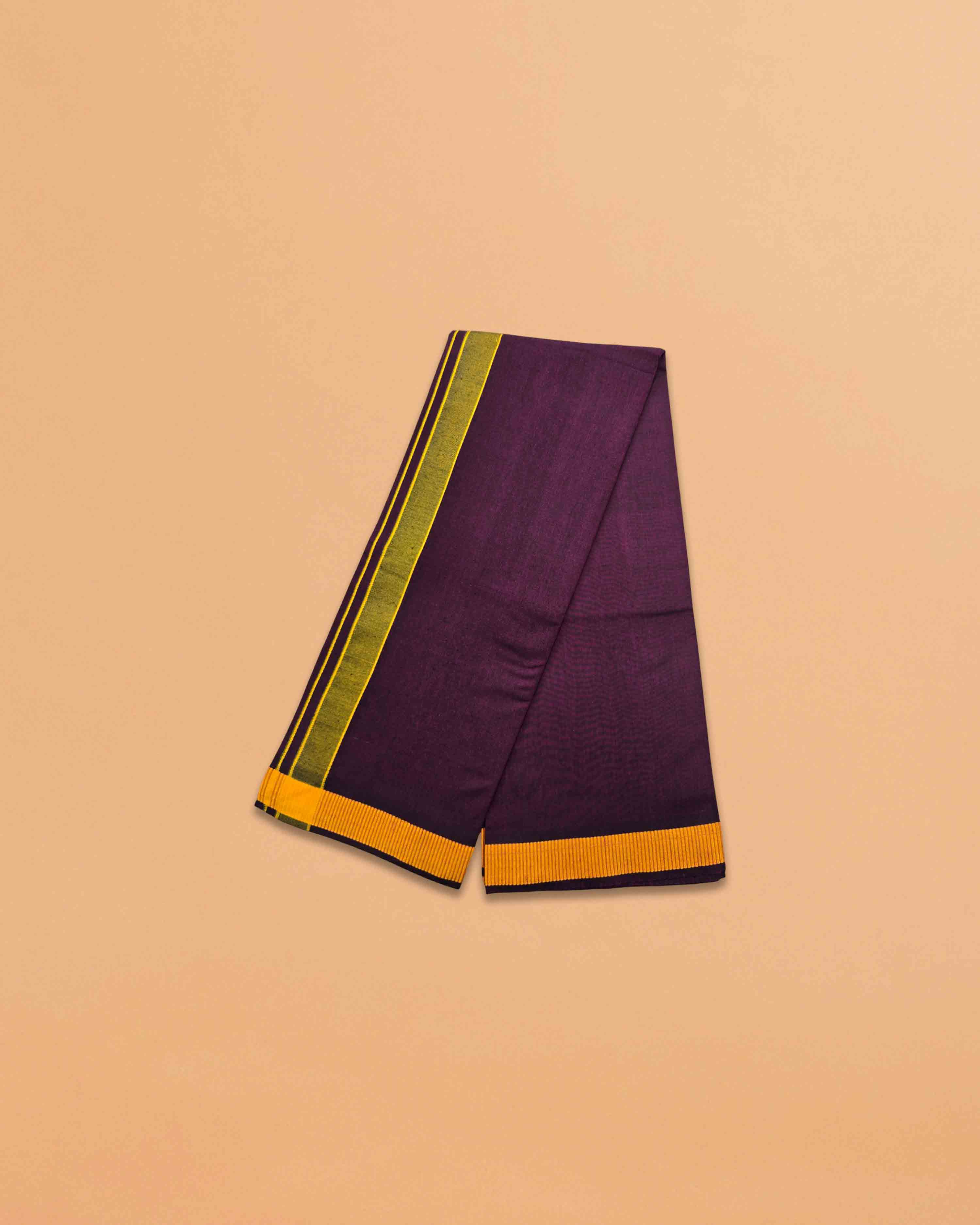 Men's Pure Cotton Colorful Dhotis with Gold Border - Size 2 MTR Single Dhoti- 4 Muzham | Dhoti for Puja, Festivals, Religious and Casual Home Wear - Pack 1 & 5