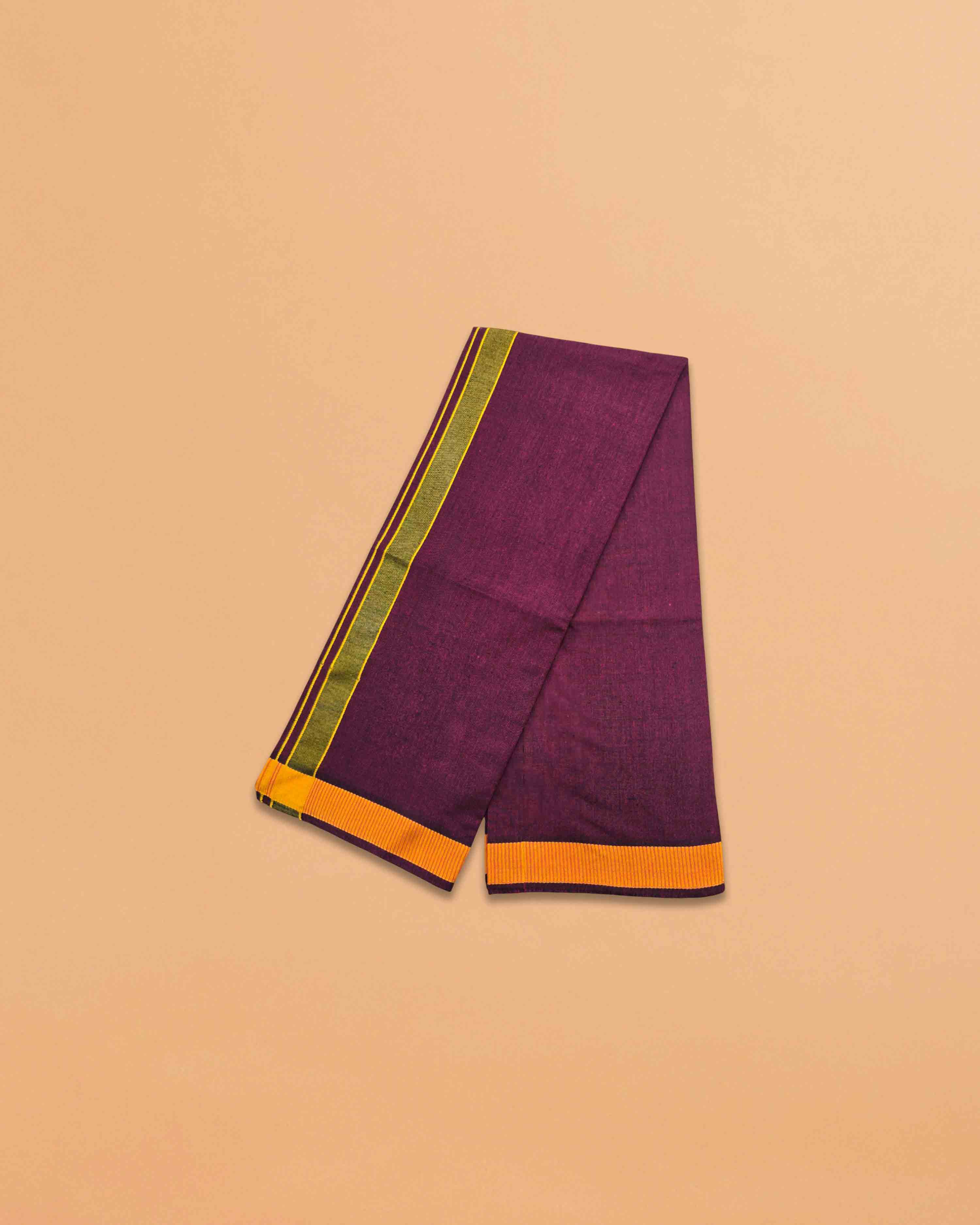 Men's Pure Cotton Colorful Dhotis with Gold Border - Size 2 MTR Single Dhoti- 4 Muzham | Dhoti for Puja, Festivals, Religious and Casual Home Wear - Pack 1 & 5
