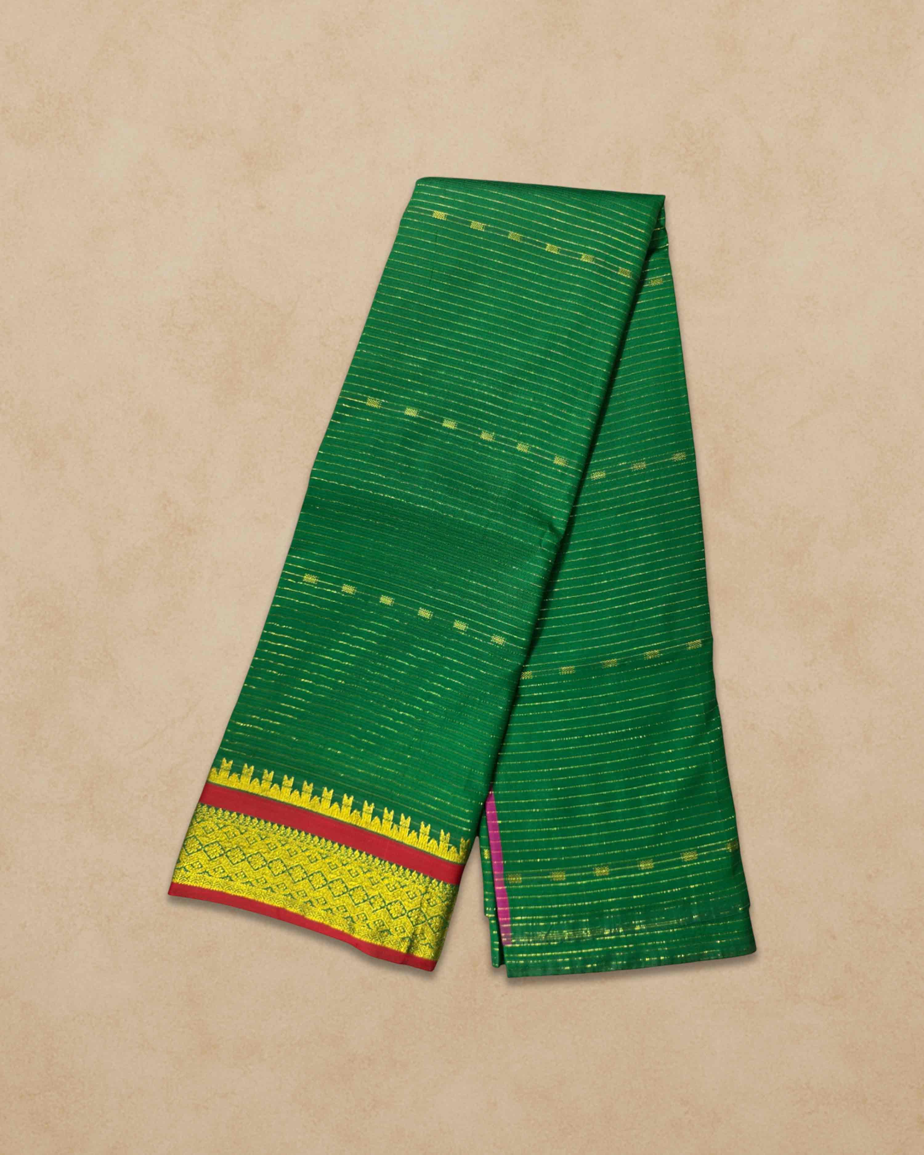Amman Saree 6 Yards Cut Butta Pattu Devi Dress/Deity Dress Saree Contrast Border, Women Swamy Saree