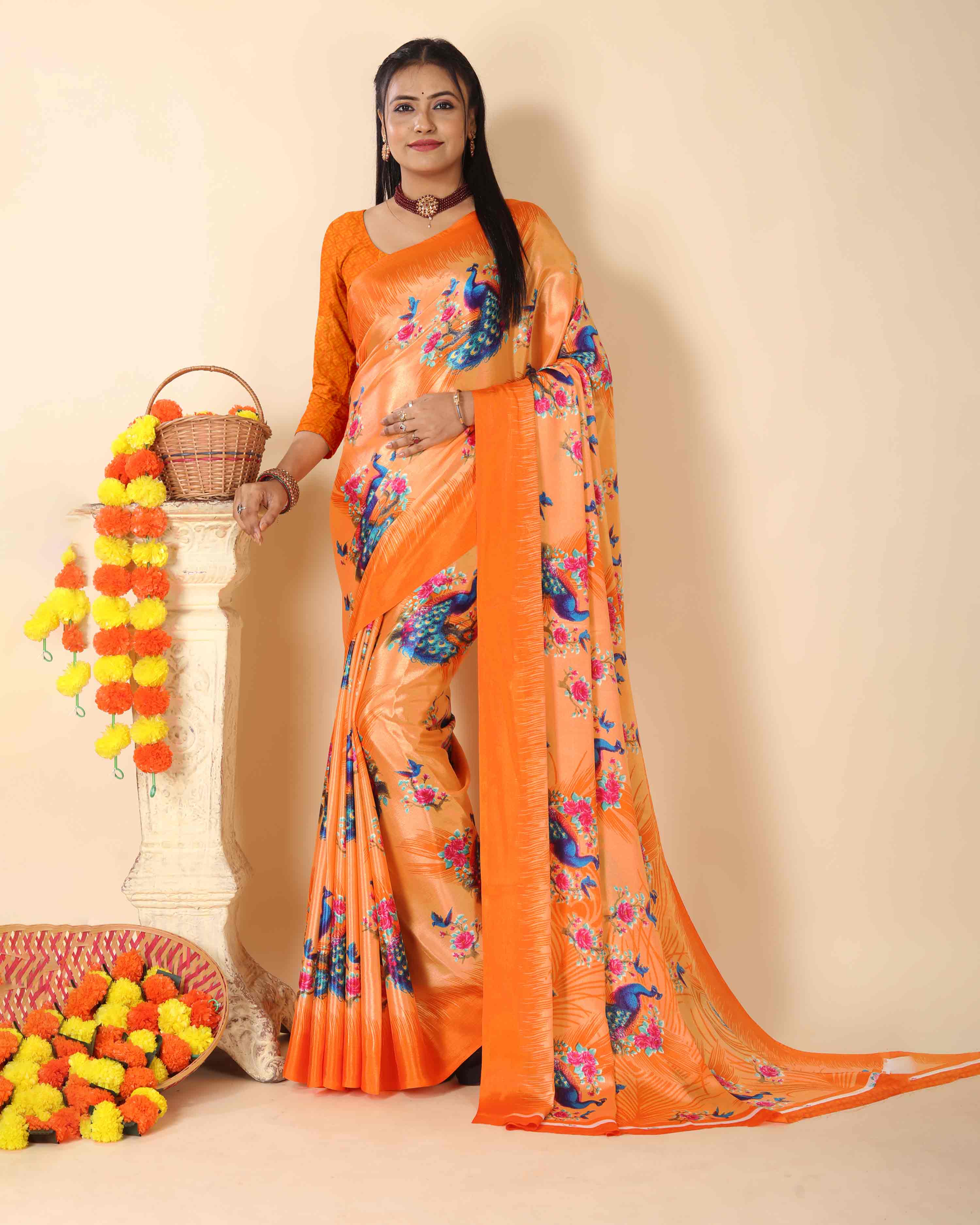 Women's Turkey Silk Print Saree and Unstitched Blouse Piece | Saree for Women | Perfect for Office work Saree | COMBO of 2 |