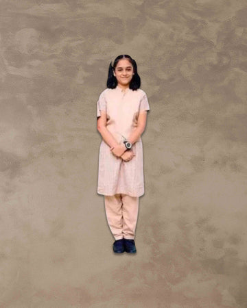 Girls School Uniform Kamiz, Jacket With Chudidhar | Readymade Stitched, Regular Fit for Girls - Fawn