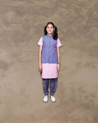 Girls School Uniform Kamiz, Jacket With Chudidhar | Readymade Stitched, Regular Fit for Girls - Pink
