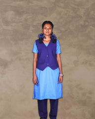 Girls School Uniform Kamiz, Jacket With Chudidhar | Readymade Stitched, Regular Fit for Girls - Navy blue