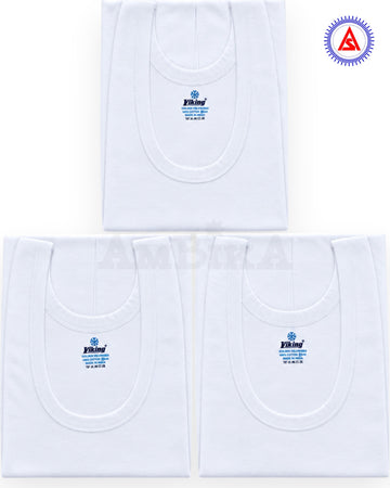Viking Golden Velverised white cotton sleeveless vests pack of 3