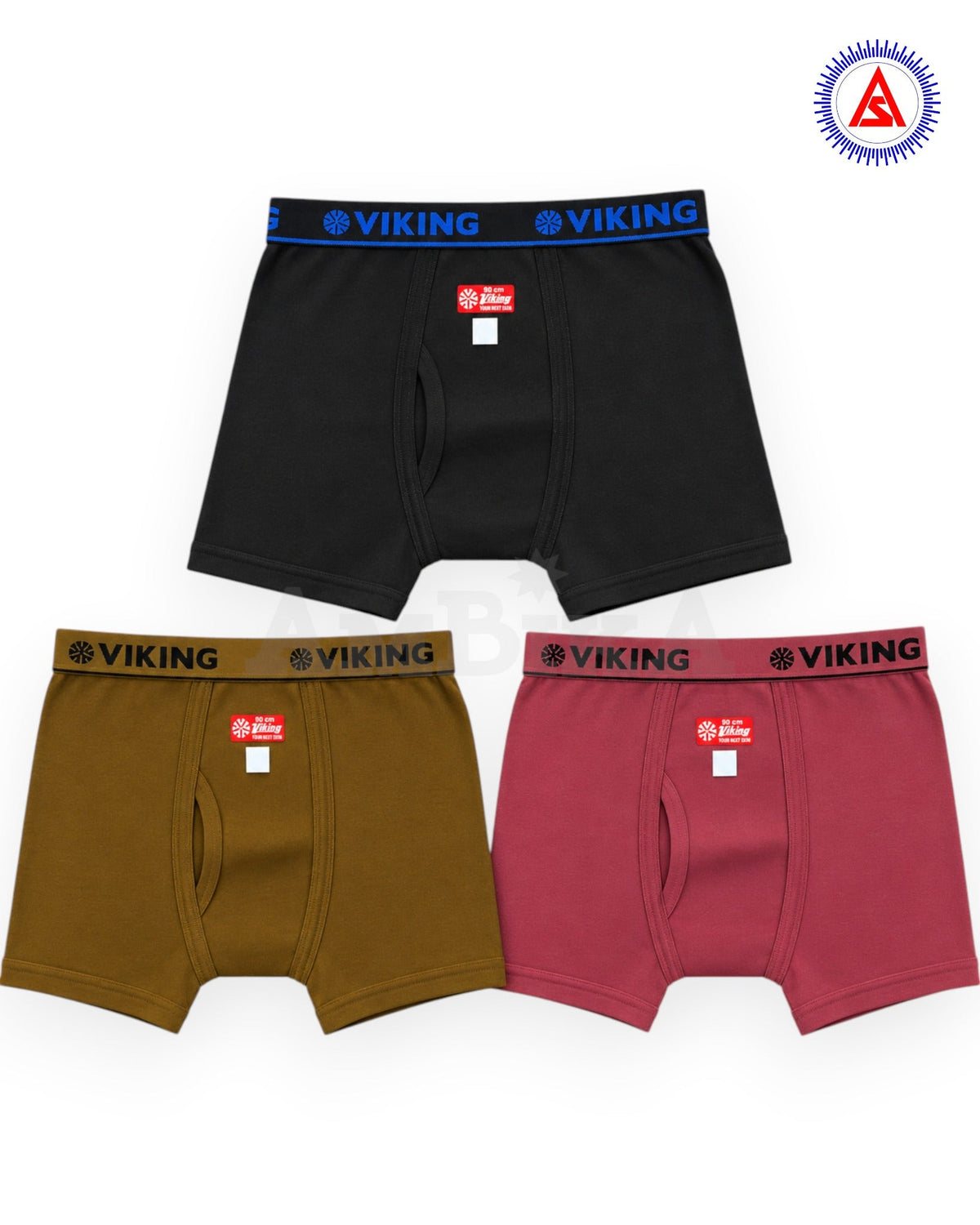 Close-up of Viking Manford black cotton trunk with blue waistband