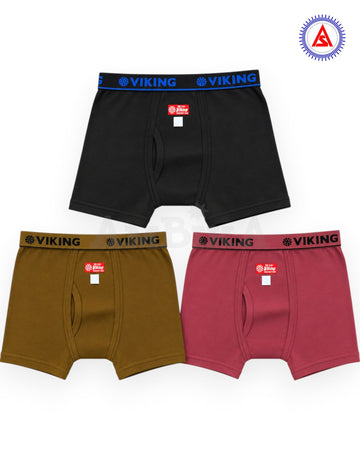 Close-up of Viking Manford black cotton trunk with blue waistband