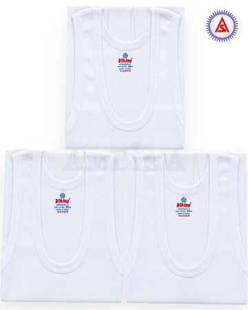 Viking Spring Roll white ribbed cotton vest pack of three