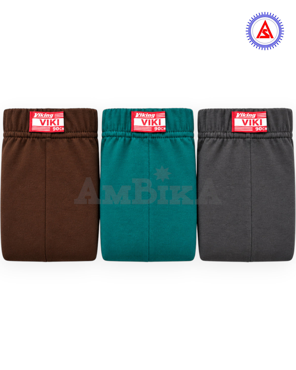 Viking VIKI briefs folded in brown, teal and charcoal