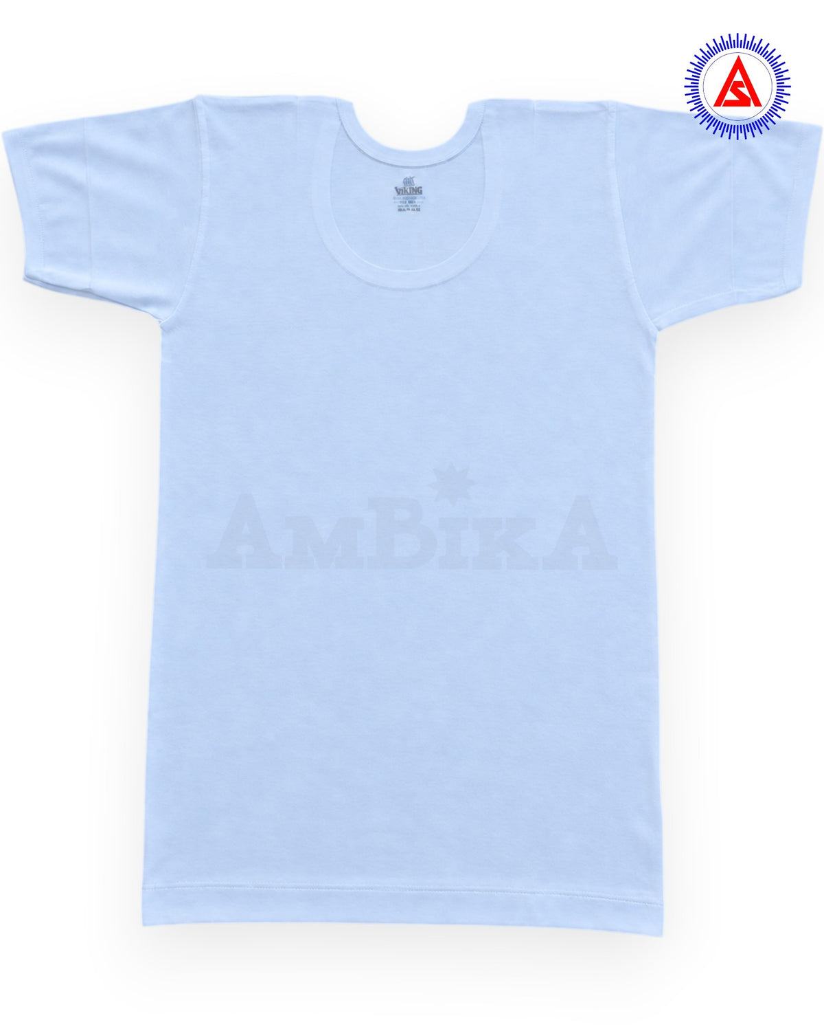 Viking white cotton half sleeve banian front view