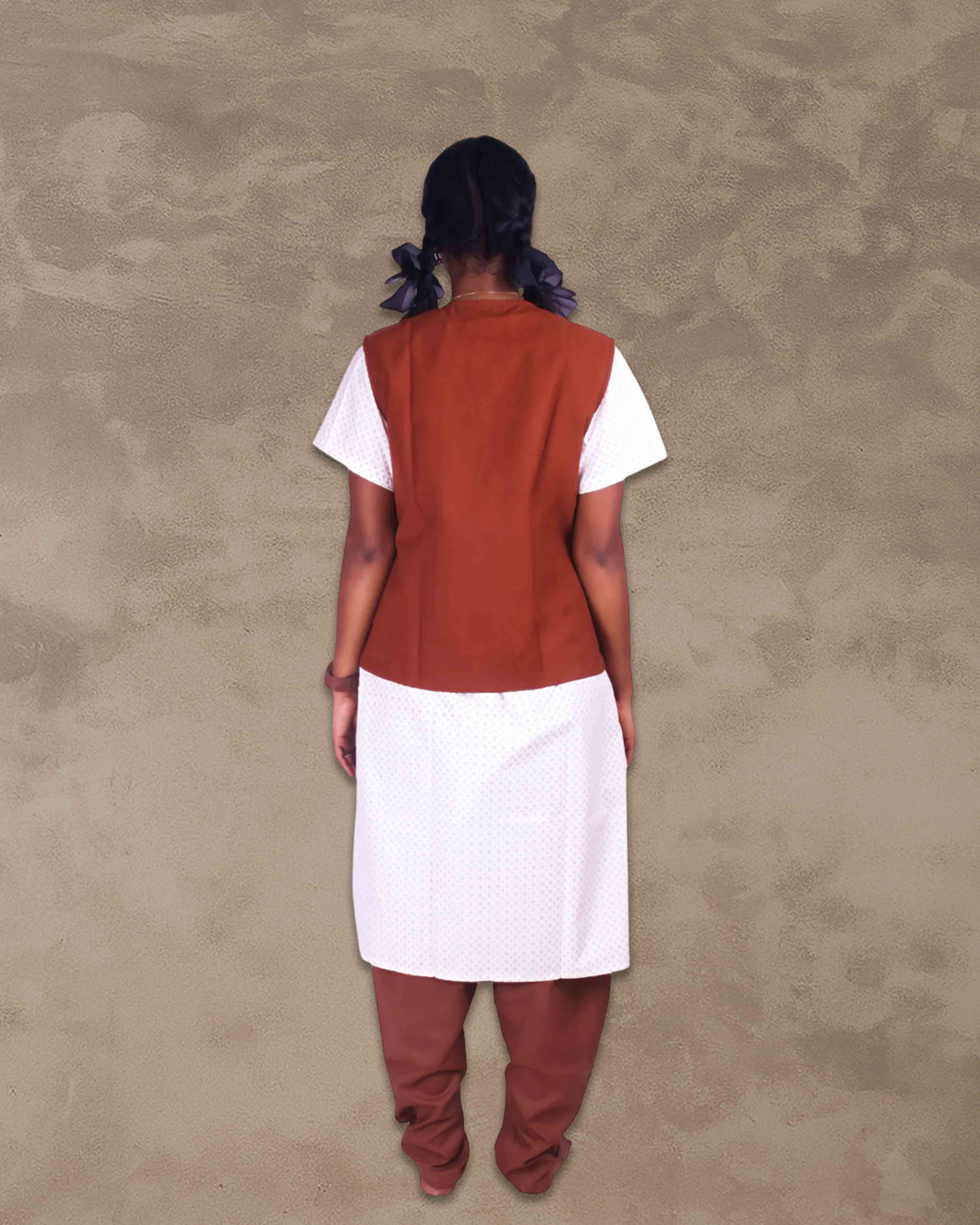 Girls School Uniform Kamiz, Jacket With Chudidhar | Readymade Stitched, Regular Fit for Girls - Brown