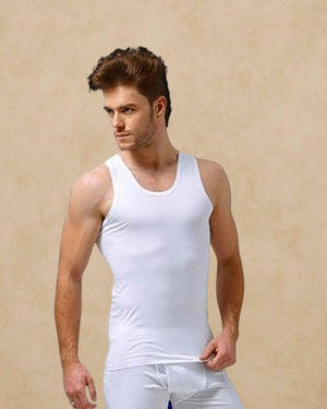 Viking Men's Cotton RN Vest (Pack of 1) - White Colour