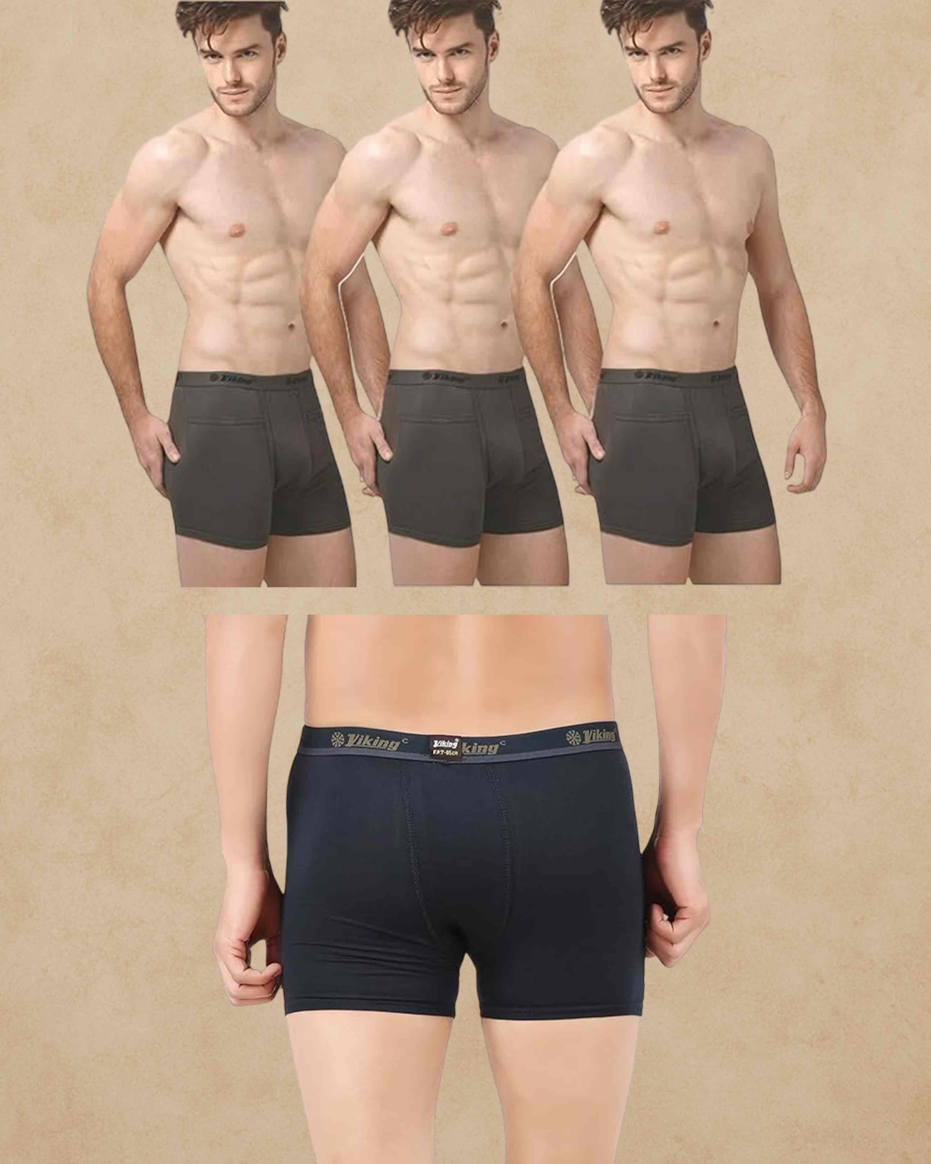 VIKING Men's Cotton Trunks (Pack of 3)