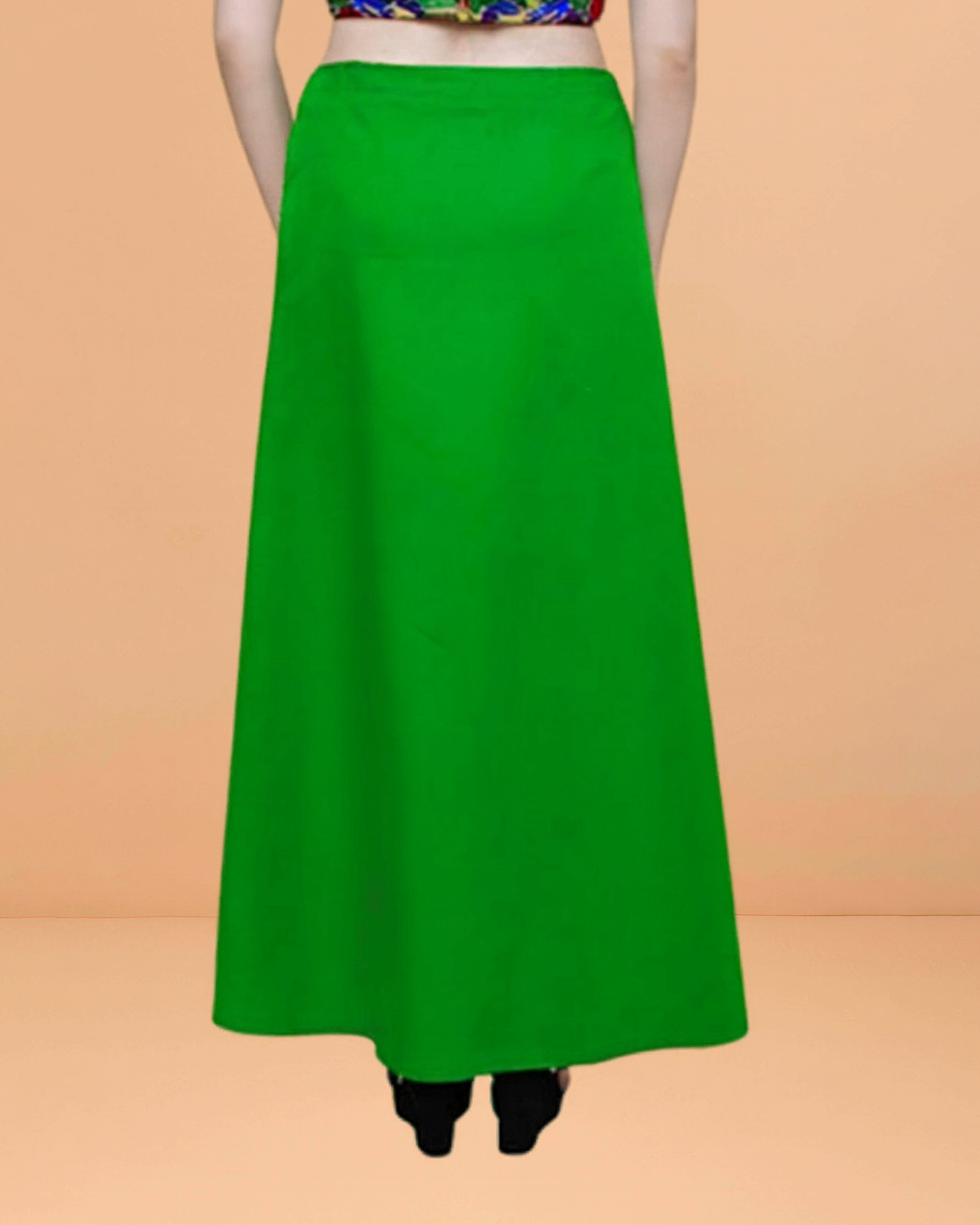 Pure Cotton Readymade Inskirt Saree Petticoat for Women's | Plain Solid Indian Readymade Inskirt Saree | Peticote Innerwear for Women Saree Petticoats - Green