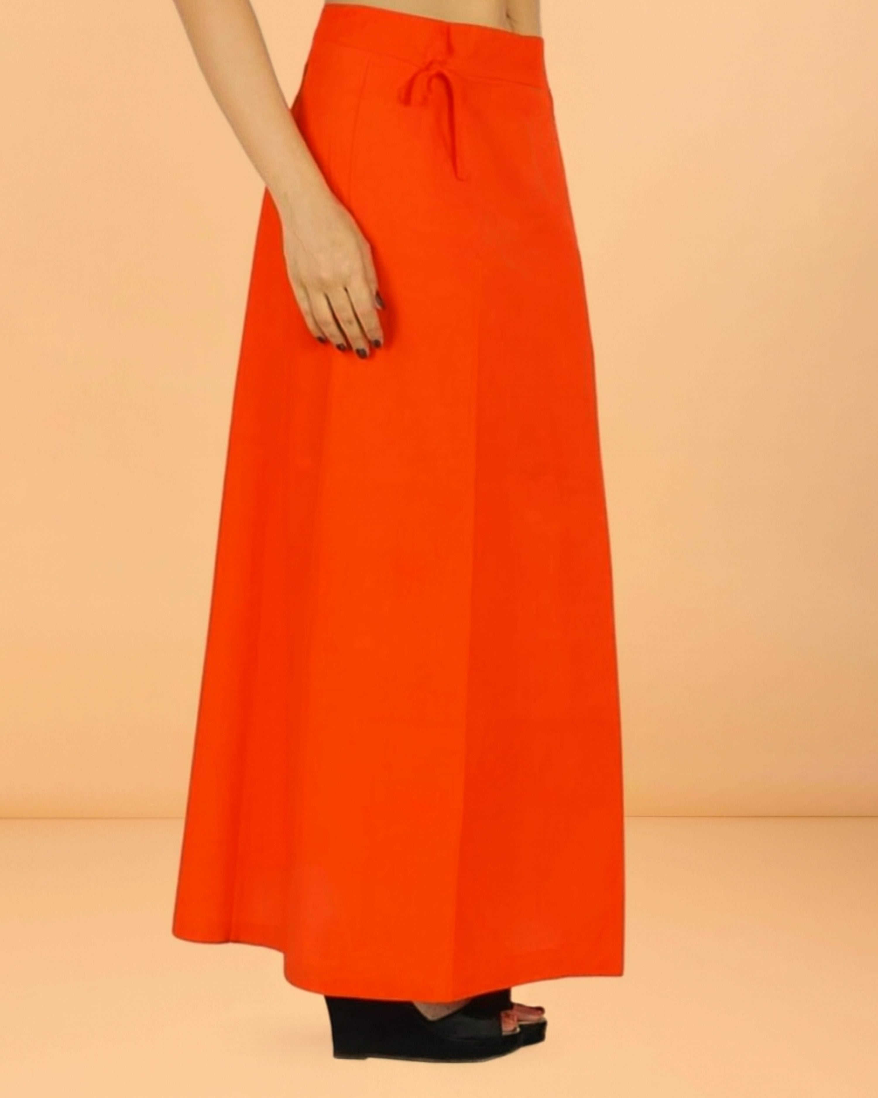 Pure Cotton Readymade Inskirt Saree Petticoat for Women's | Plain Solid Indian Readymade Inskirt Saree | Peticote Innerwear for Women Saree Petticoats - orange