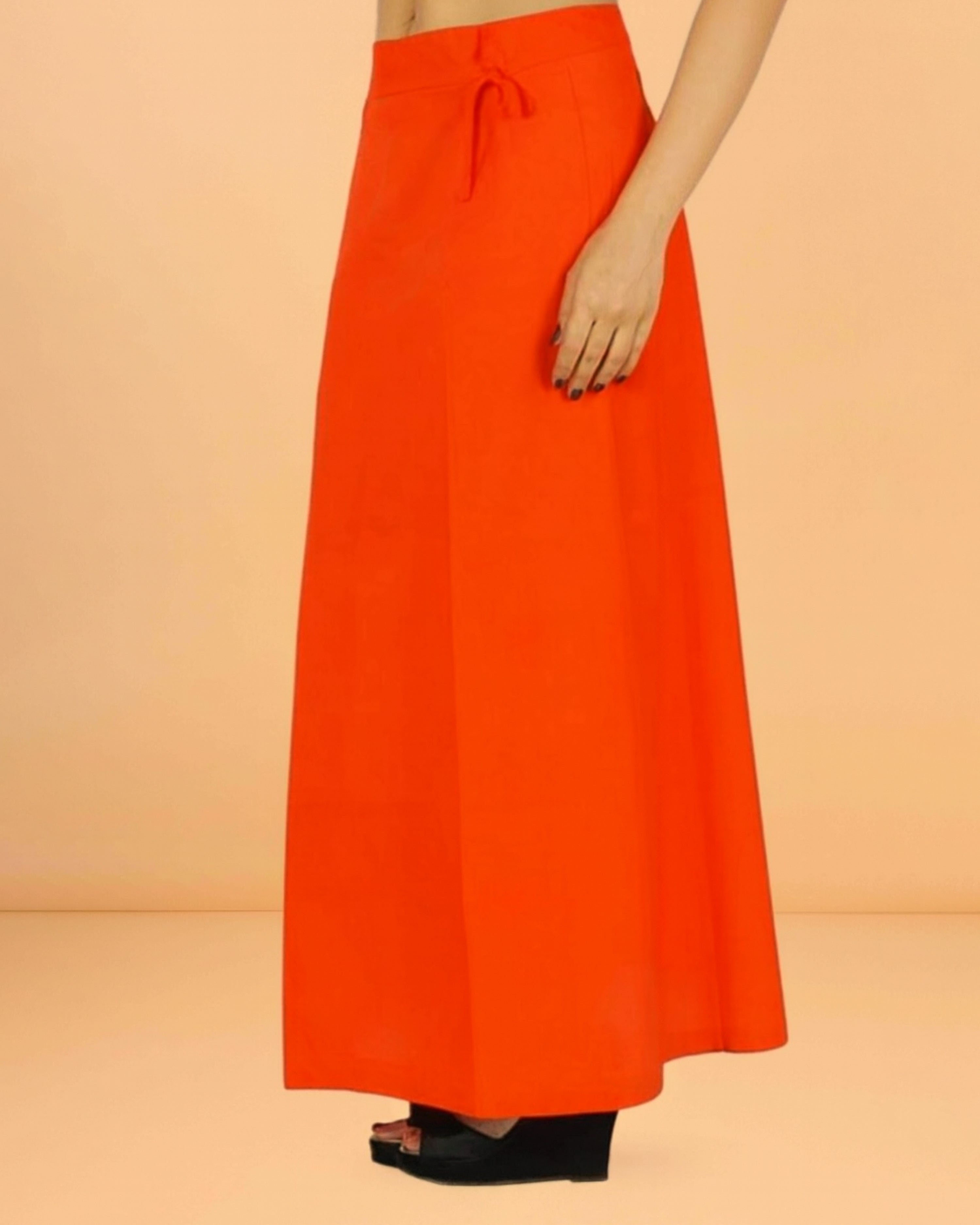 Pure Cotton Readymade Inskirt Saree Petticoat for Women's | Plain Solid Indian Readymade Inskirt Saree | Peticote Innerwear for Women Saree Petticoats - orange