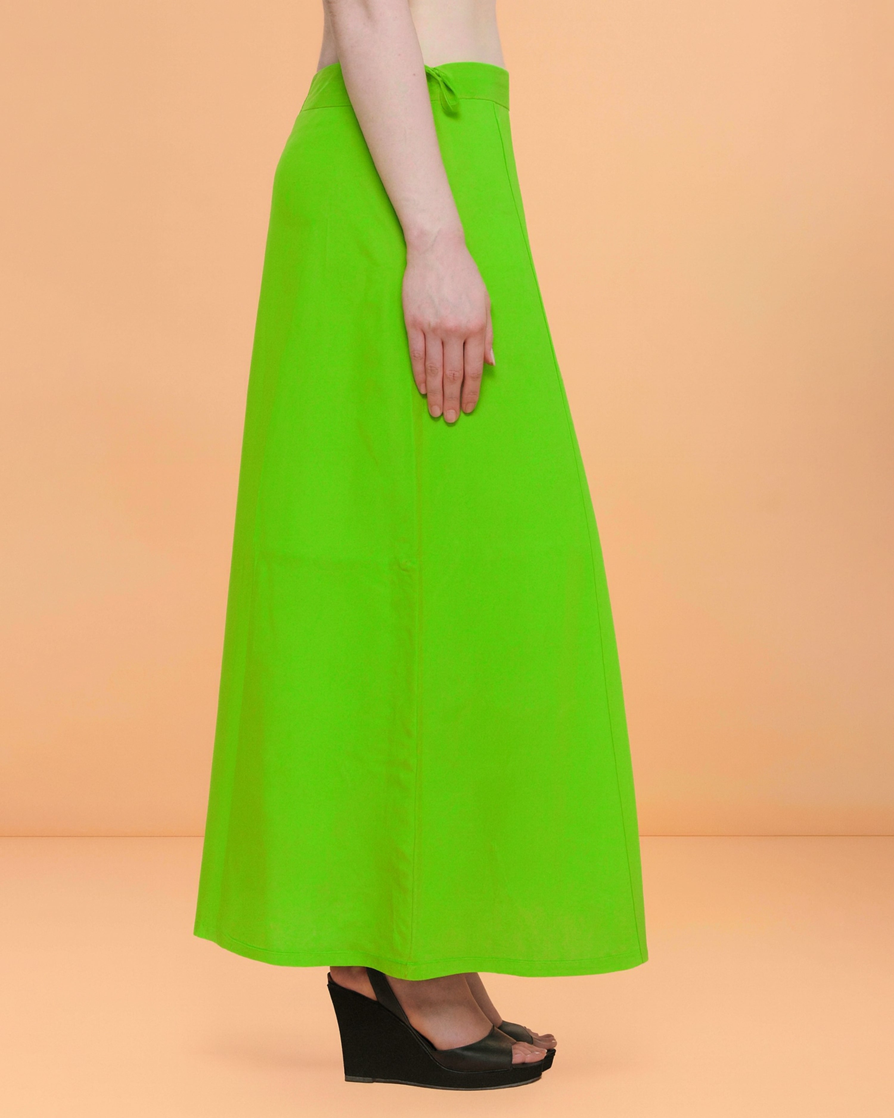 Pure Cotton Readymade Inskirt Saree Petticoat for Women's | Plain Solid Indian Readymade Inskirt Saree | Peticote Innerwear for Women Saree Petticoats - Parrot green