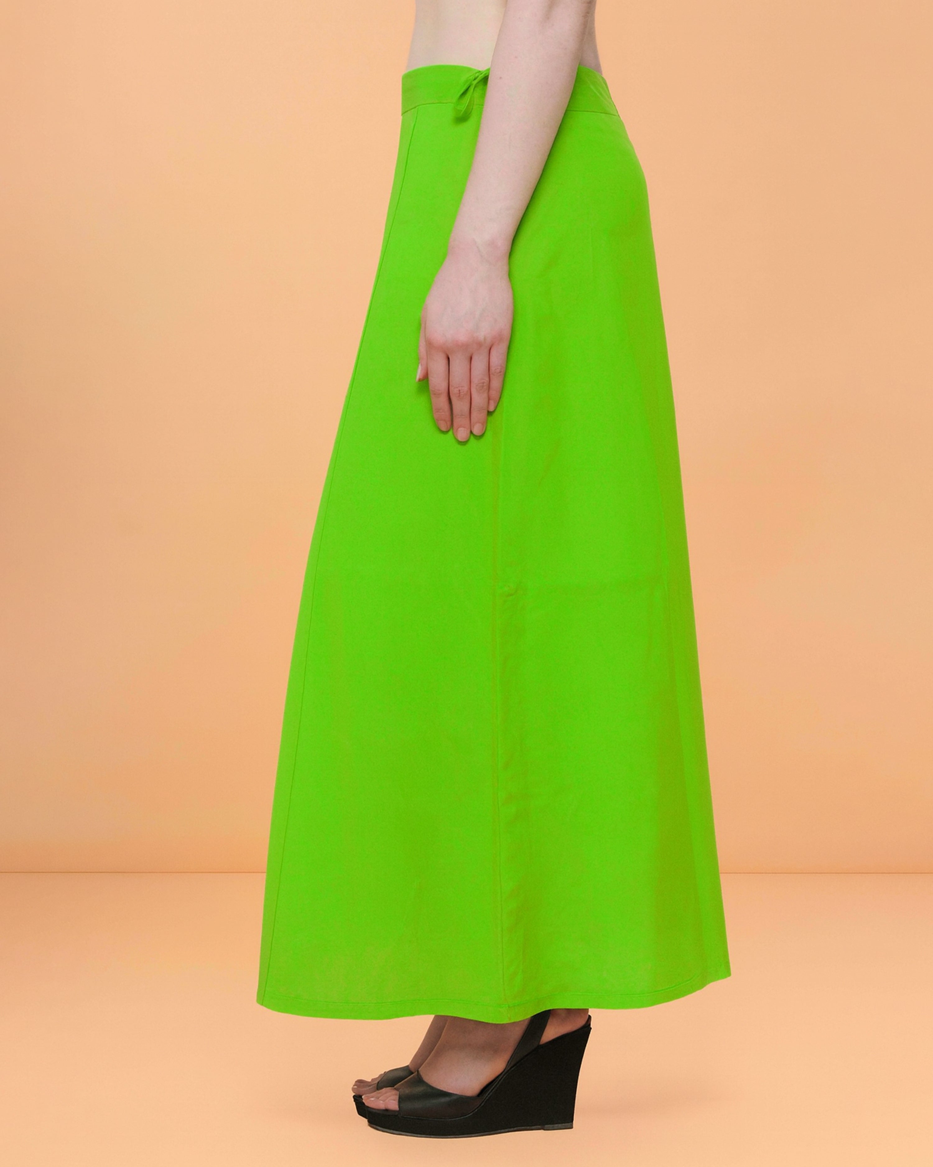 Pure Cotton Readymade Inskirt Saree Petticoat for Women's | Plain Solid Indian Readymade Inskirt Saree | Peticote Innerwear for Women Saree Petticoats - Parrot green