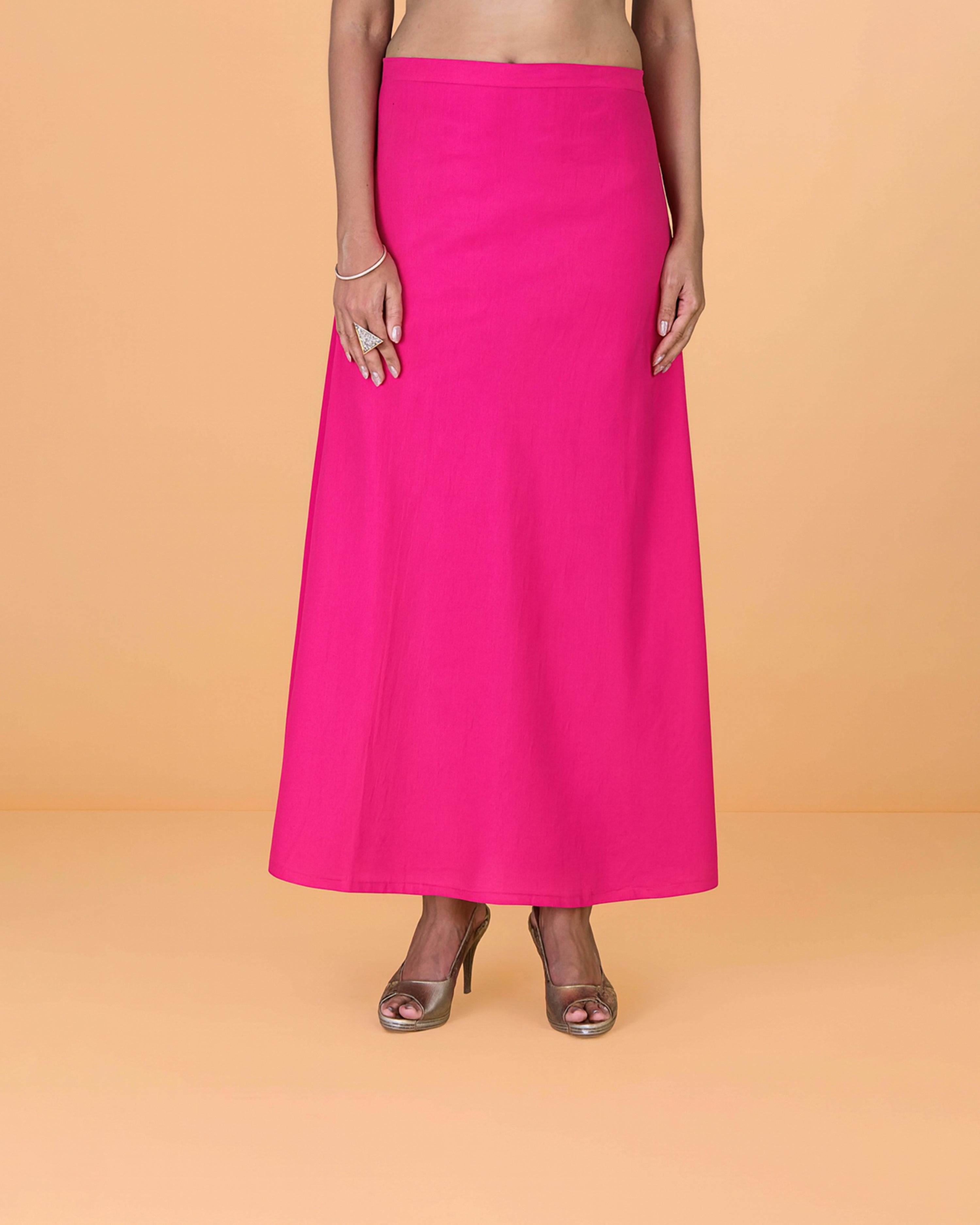Pure Cotton Readymade Inskirt Saree Petticoat for Women's | Plain Solid Indian Readymade Inskirt Saree | Peticote Innerwear for Women Saree Petticoats - Pink