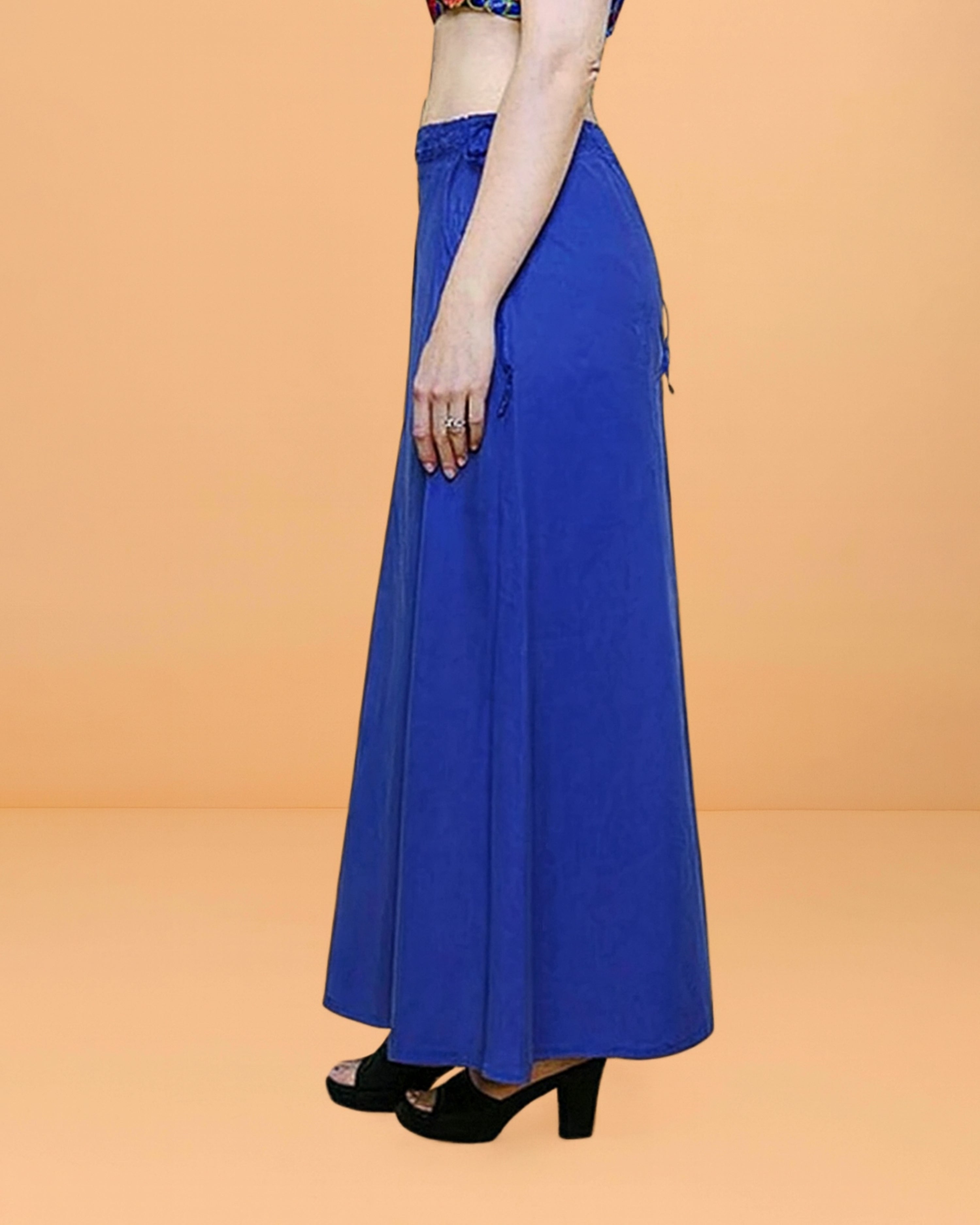 Pure Cotton Readymade Inskirt Saree Petticoat for Women's | Plain Solid Indian Readymade Inskirt Saree | Peticote Innerwear for Women Saree Petticoats - Royal blue