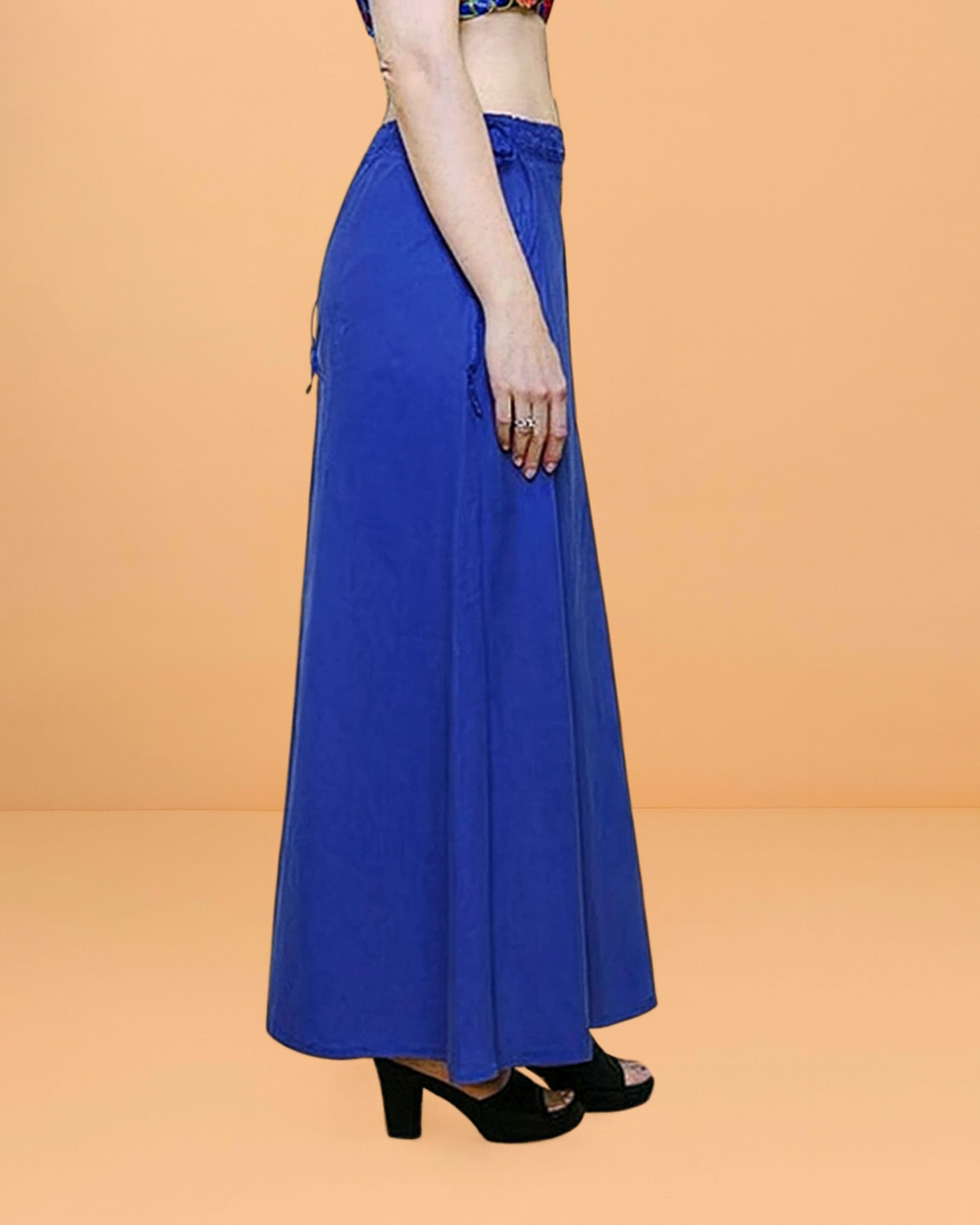Pure Cotton Readymade Inskirt Saree Petticoat for Women's | Plain Solid Indian Readymade Inskirt Saree | Peticote Innerwear for Women Saree Petticoats - Royal blue
