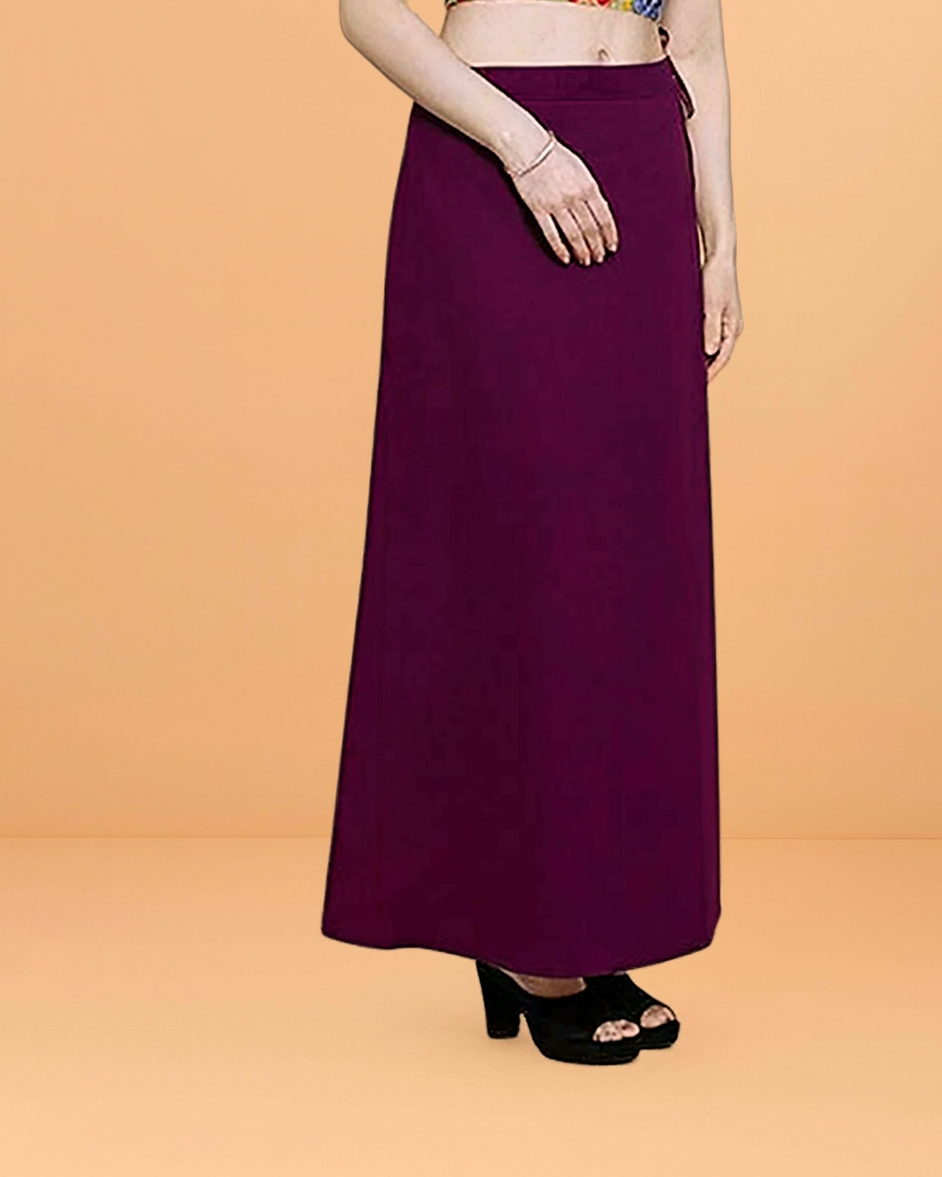 Pure Cotton Readymade Inskirt Saree Petticoat for Women's | Plain Solid Indian Readymade Inskirt Saree | Peticote Innerwear for Women Saree Petticoats - Wine