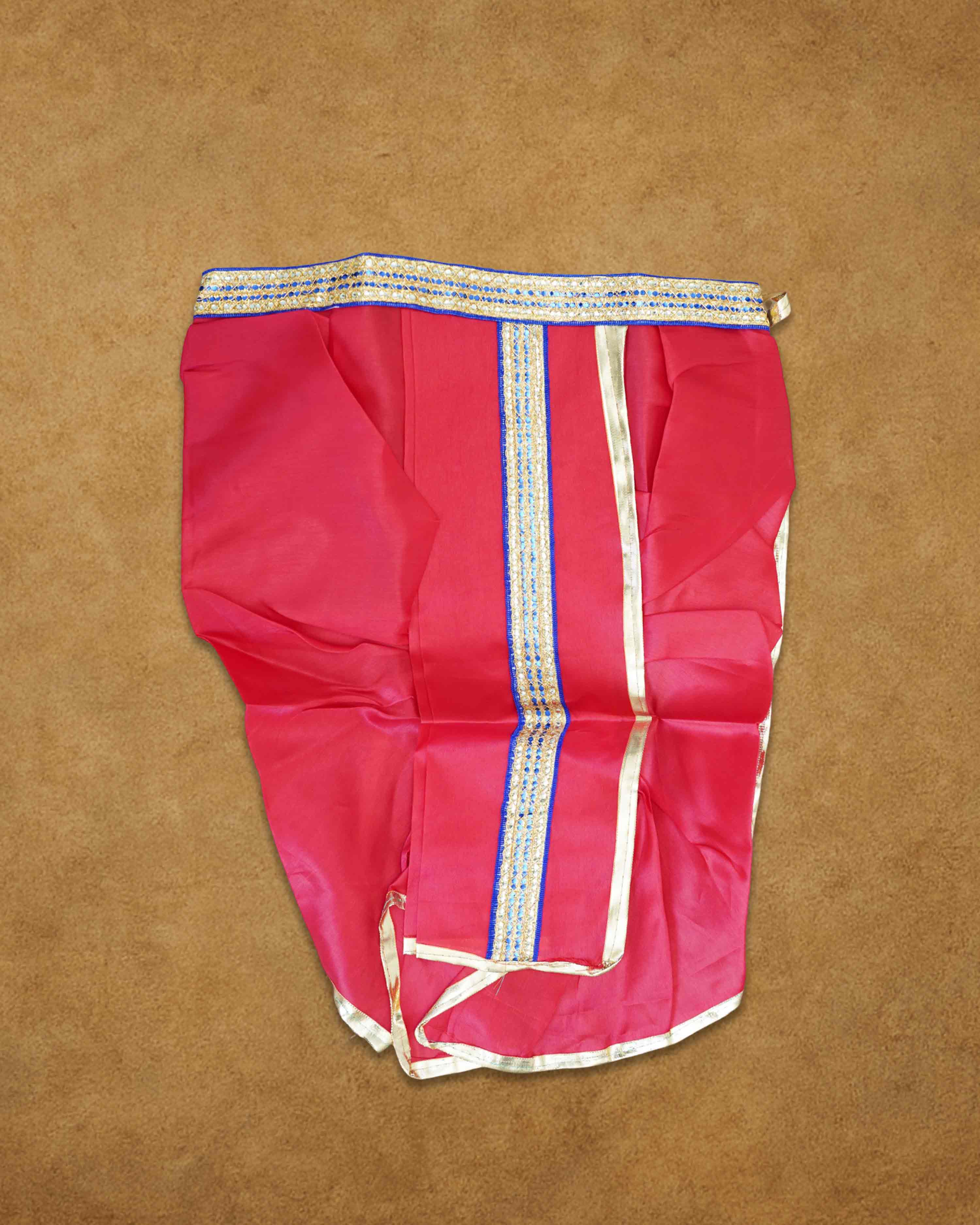 Mens Ready to Wear Pillayar Dhoti with Angwastra Set  - Red Big