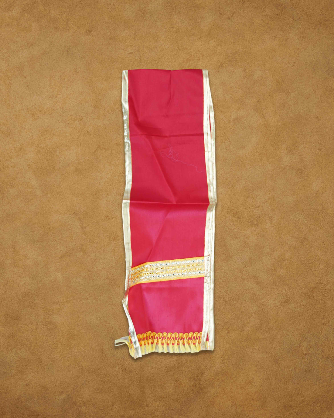 Mens Ready to Wear Pillayar Dhoti with Angwastra Set  - Red Big