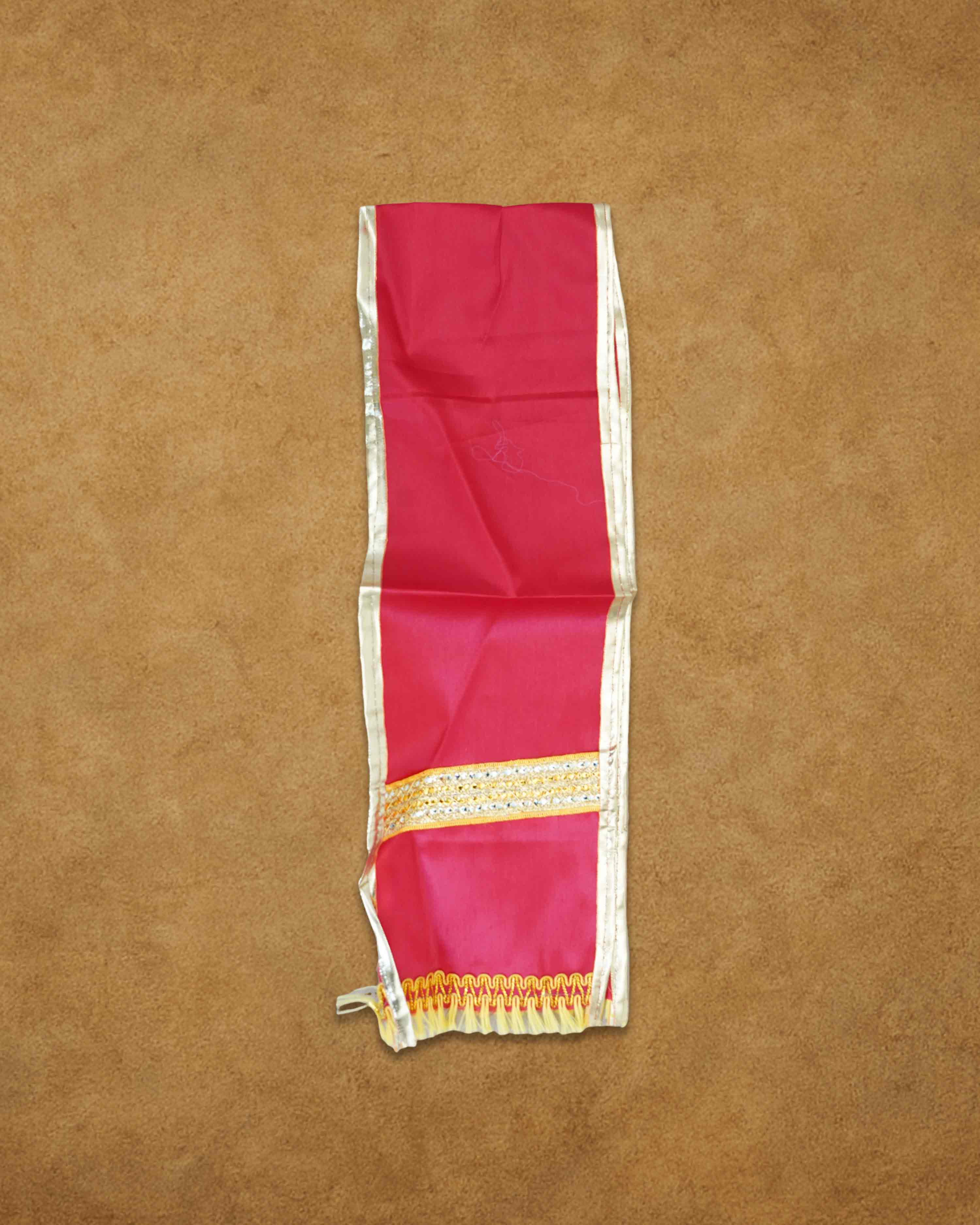 Mens Ready to Wear Pillayar Dhoti with Angwastra Set  - Red Big