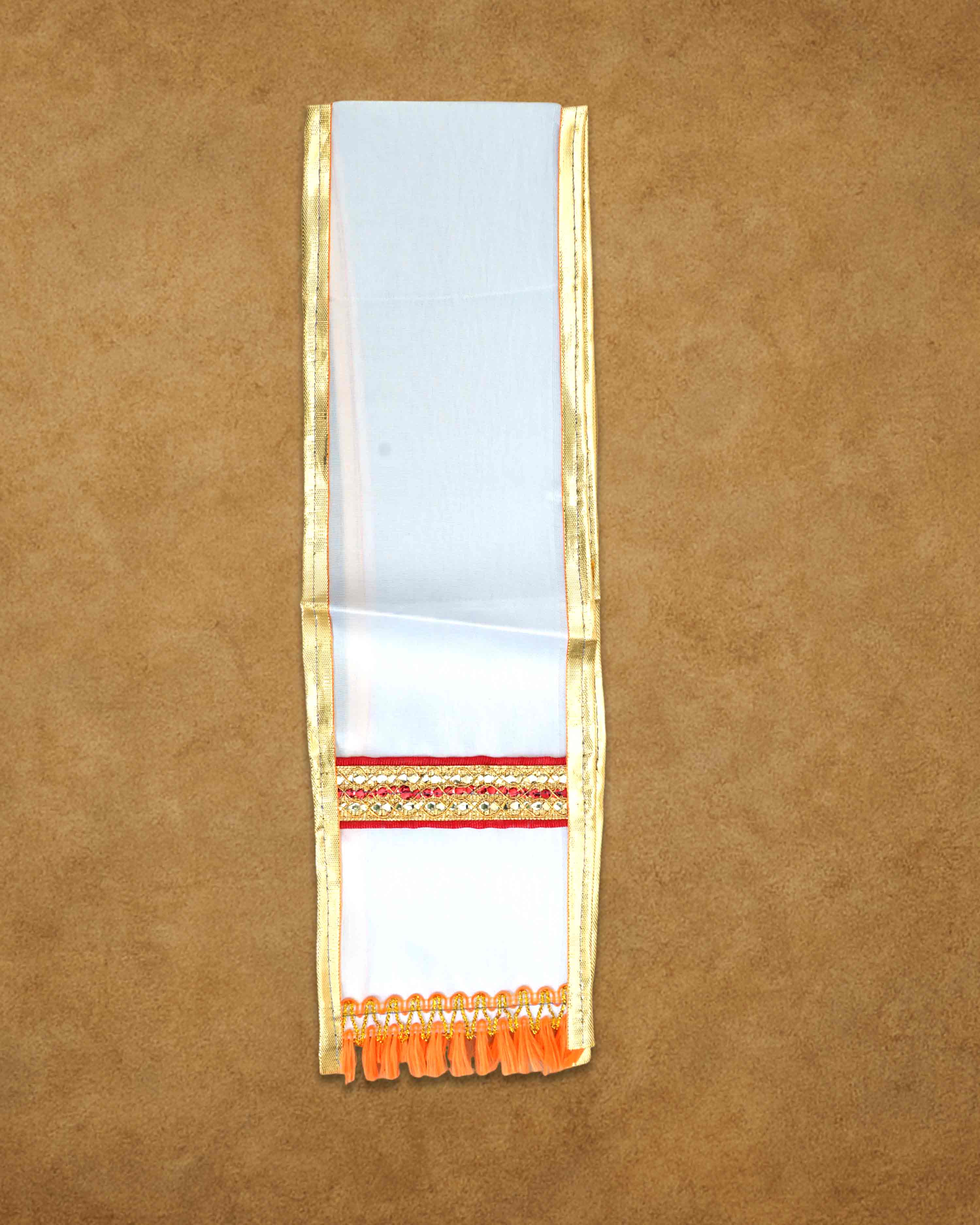Mens Ready to Wear Pillayar Dhoti with Angwastra Set -  White big