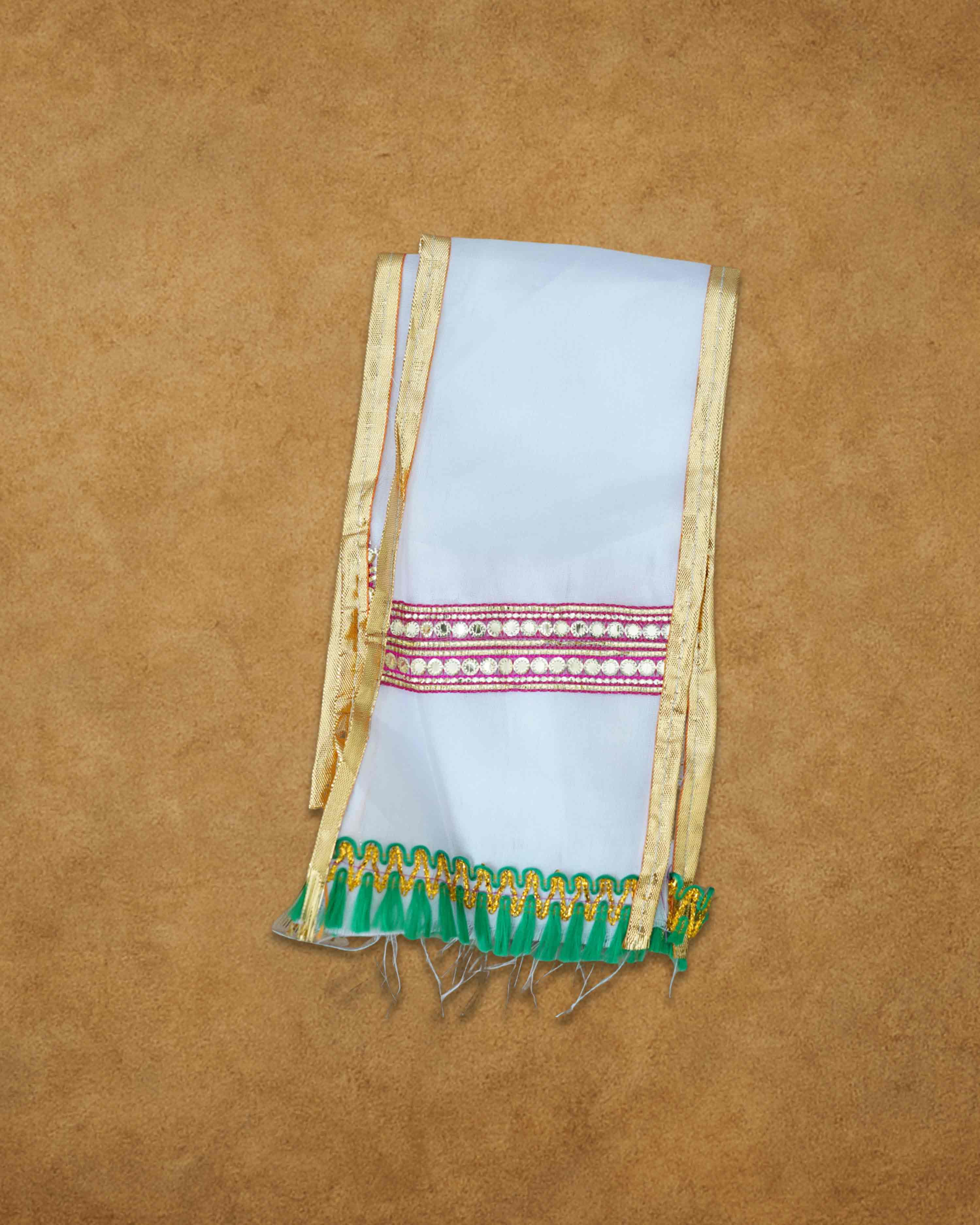 Mens Ready to Wear Pillayar Dhoti with Angwastra Set  - White small