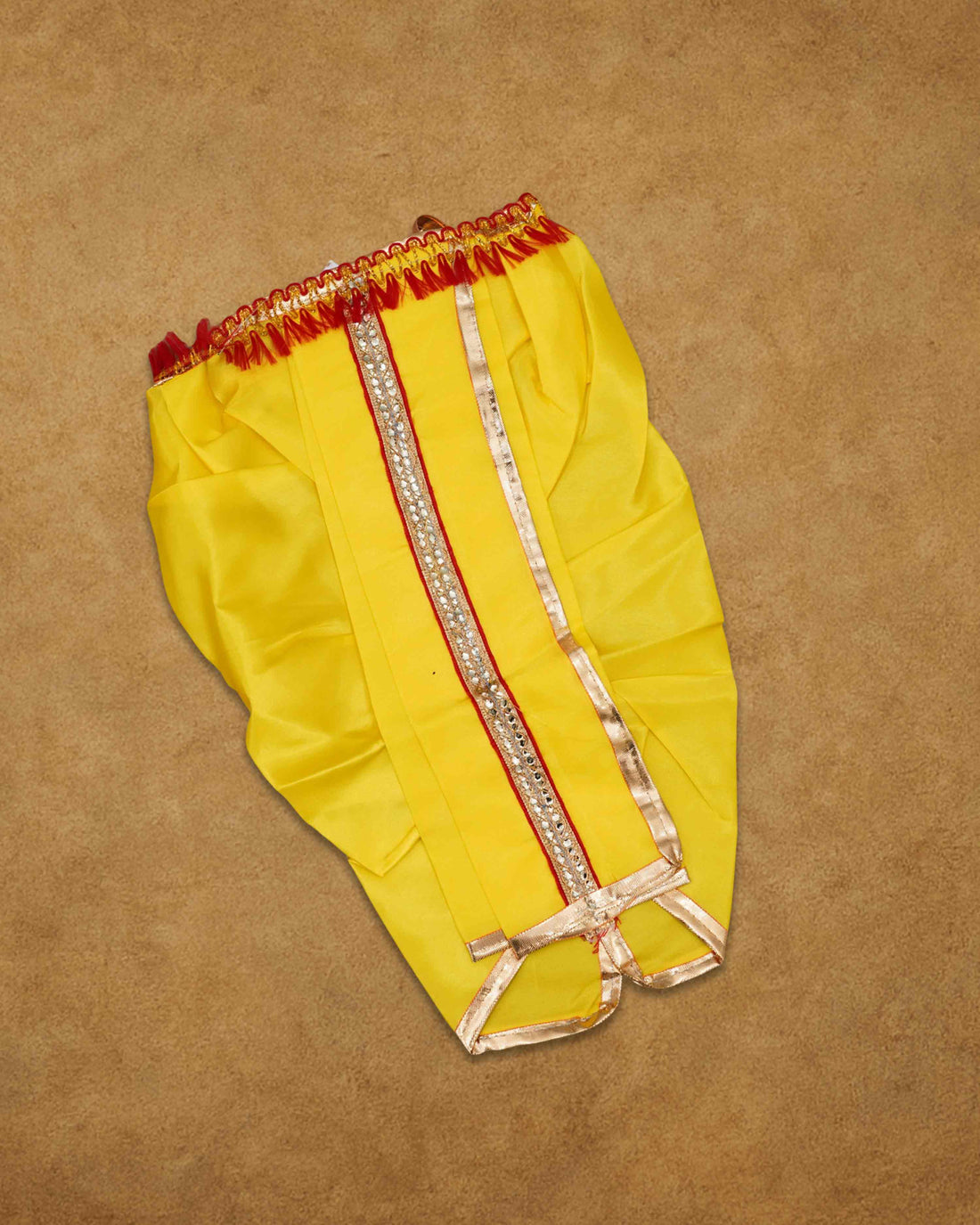 Mens Ready to Wear Pillayar Dhoti with Angwastra Set - Yellow small
