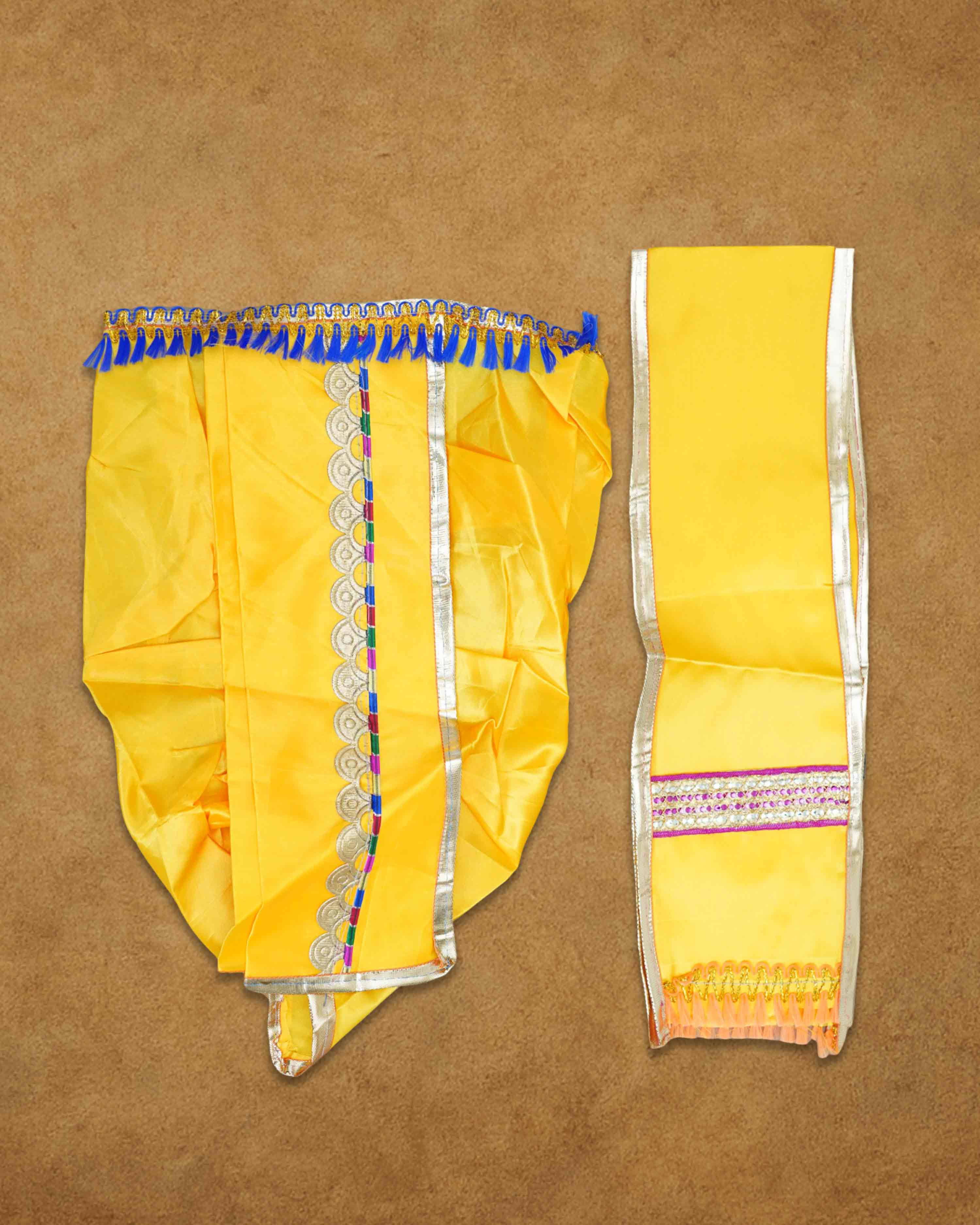Mens Ready to Wear Pillayar Dhoti with Angwastra Set - Yellow big 1