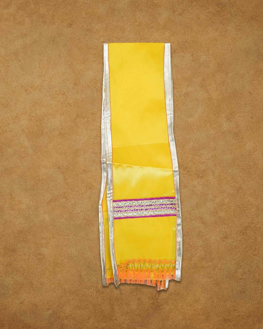 Mens Ready to Wear Pillayar Dhoti with Angwastra Set - Yellow big 1