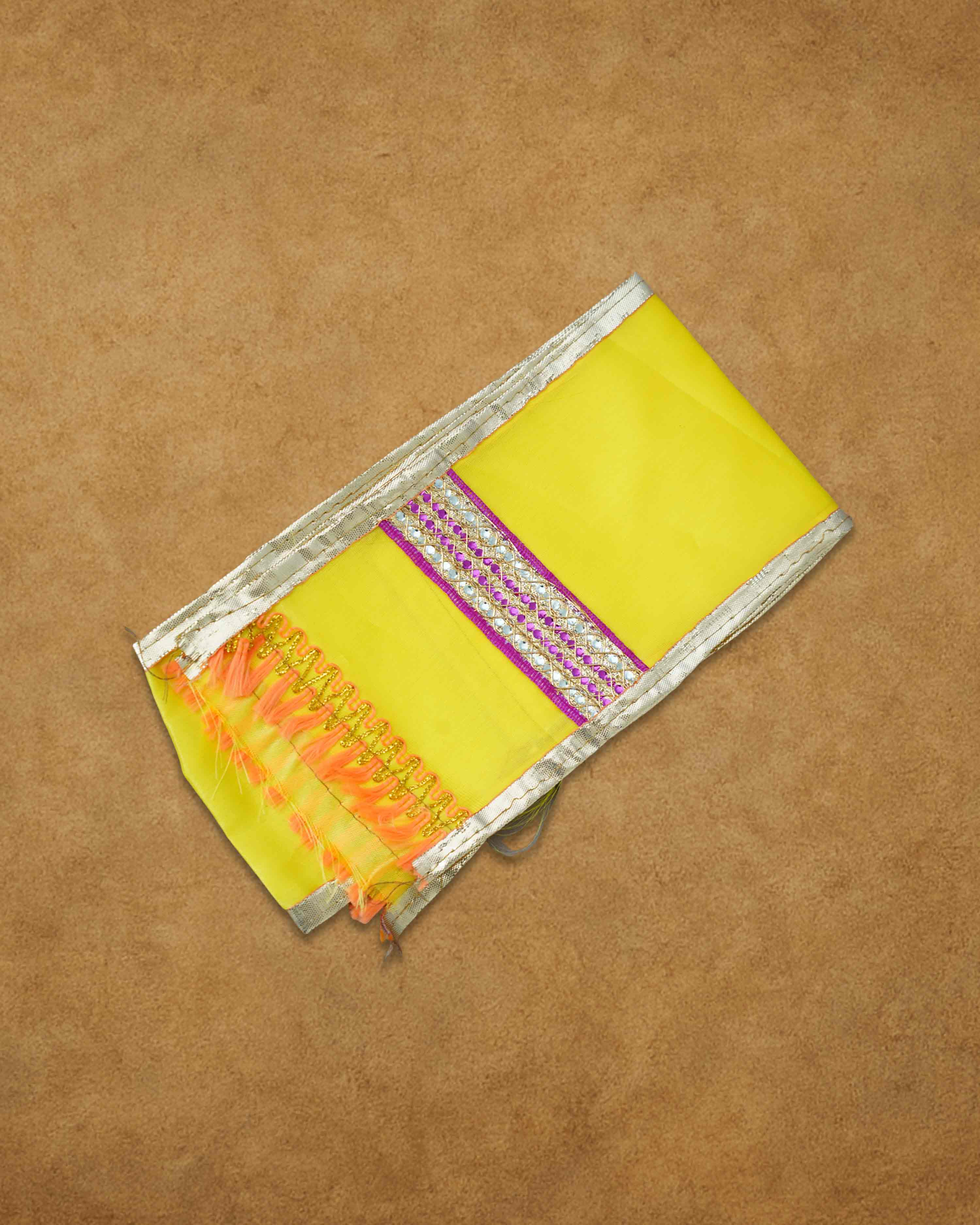Mens Ready to Wear Pillayar Dhoti with Angwastra Set - Yellow big